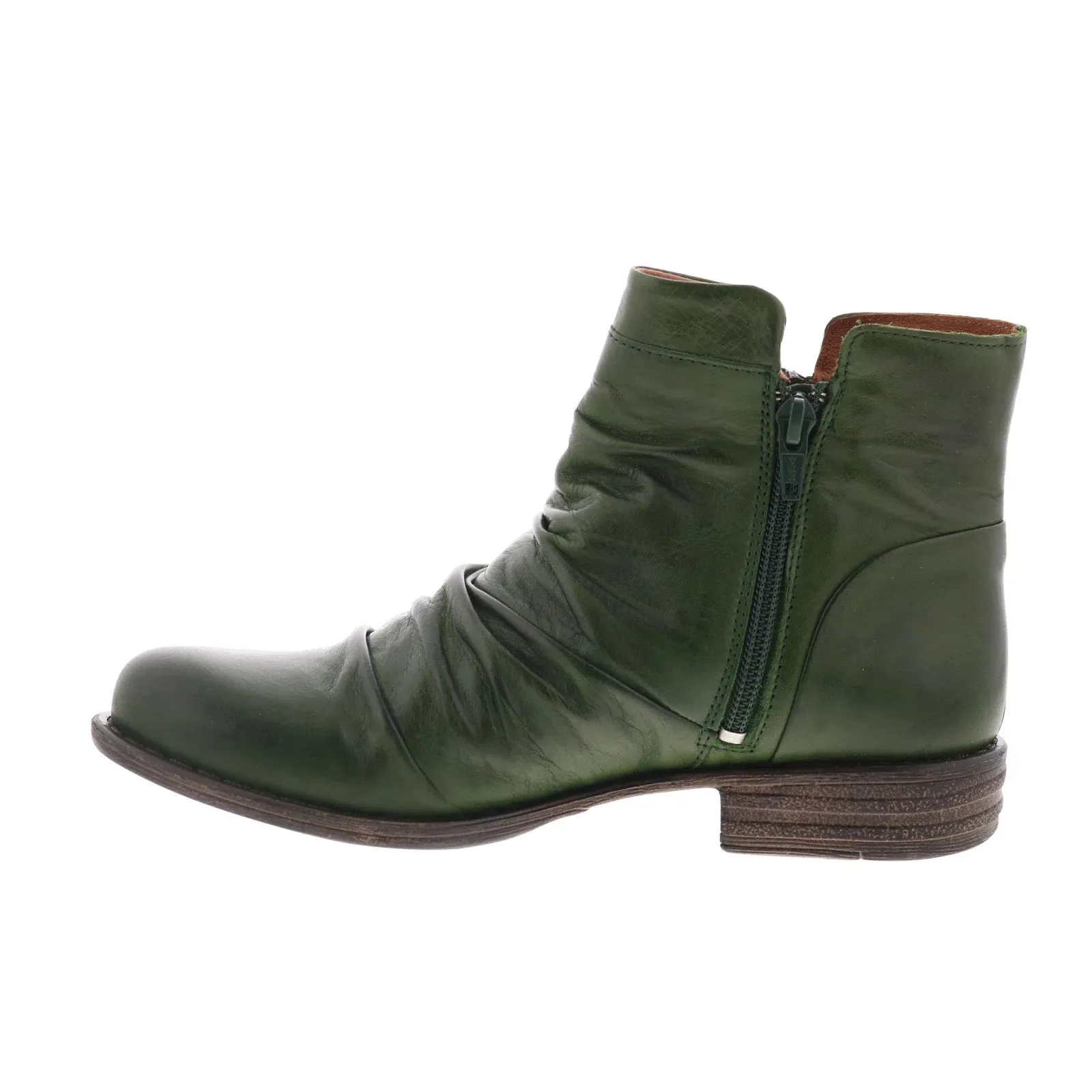 Comfortable Wear Anti Slip Miz Mooz Lucy-EU Womens Green Leather Zipper Ankle & Booties Boots