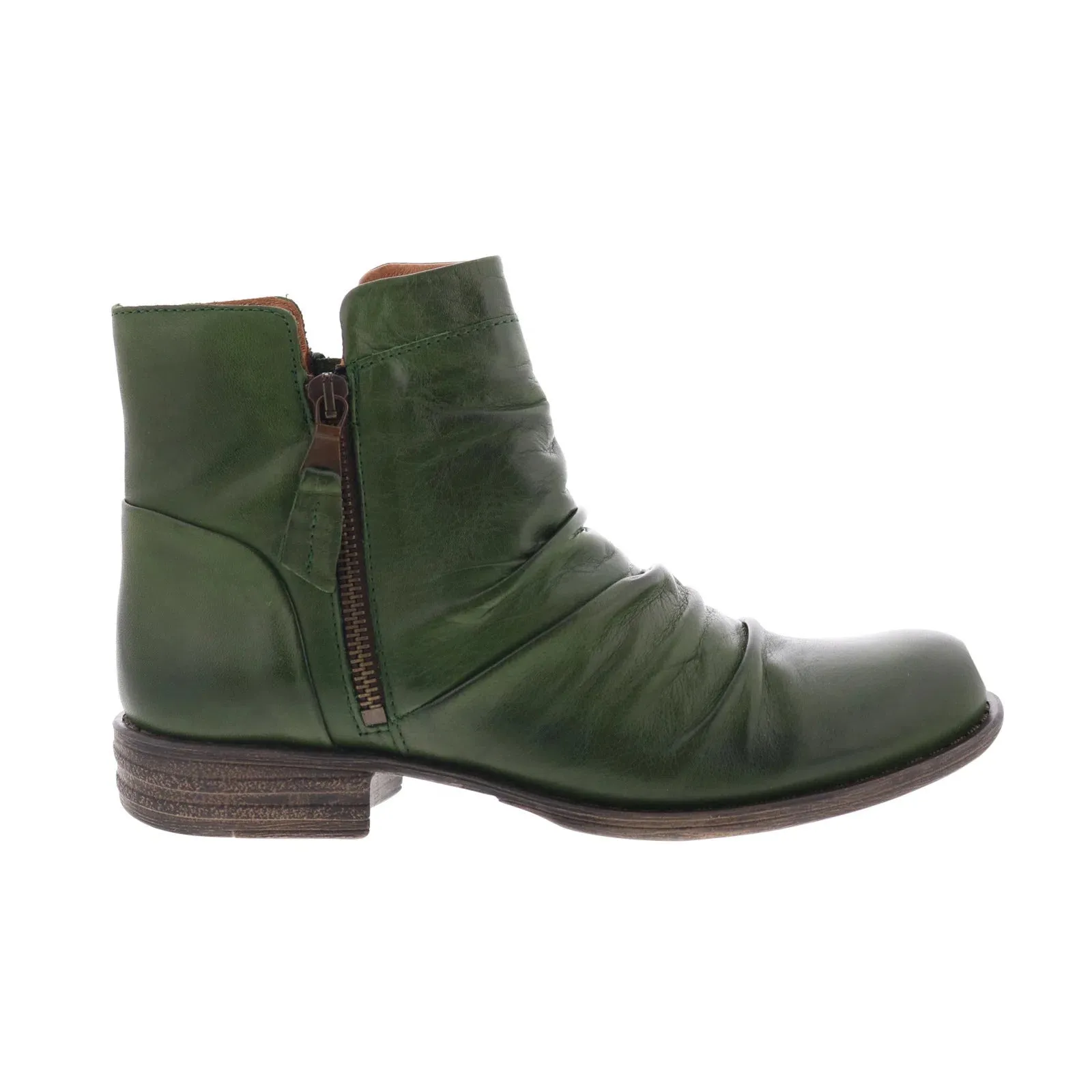 Miz Mooz Lucy-EU Womens Green Leather Zipper Ankle & Booties Boots Adventure Wear