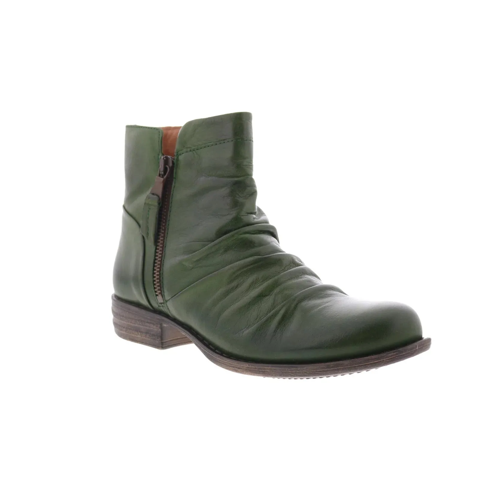 Miz Mooz Lucy-EU Womens Green Leather Zipper Ankle & Booties Boots Thick Lining