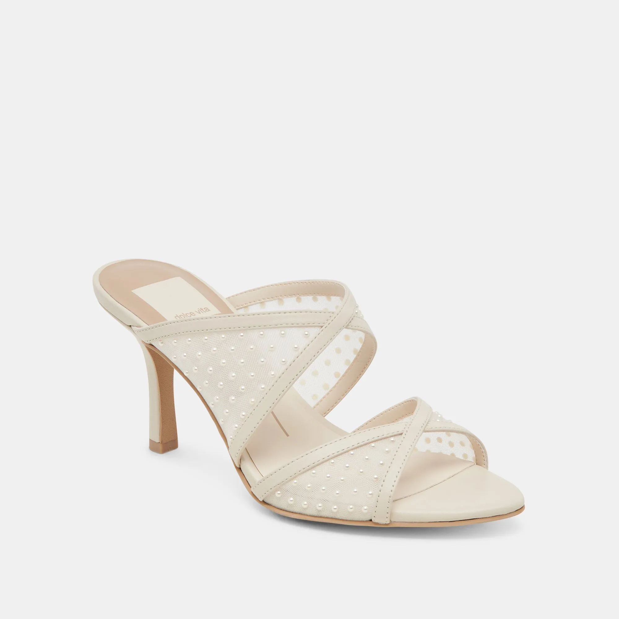 MANDEL PEARL HEELS IVORY MESH Classic Red Heels