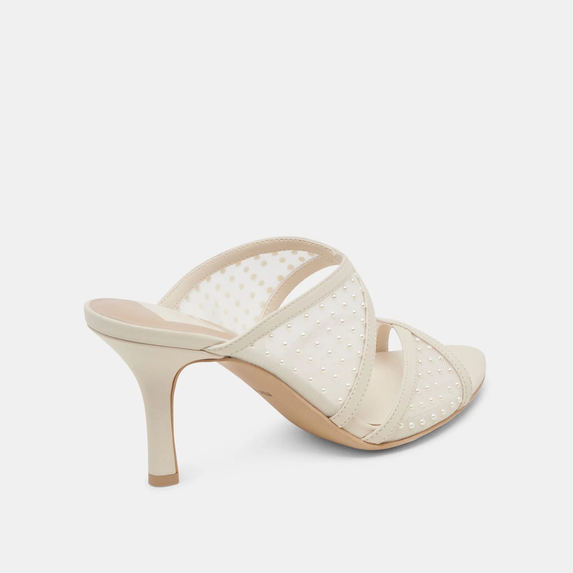 Metallic Evening Shoes MANDEL PEARL HEELS IVORY MESH
