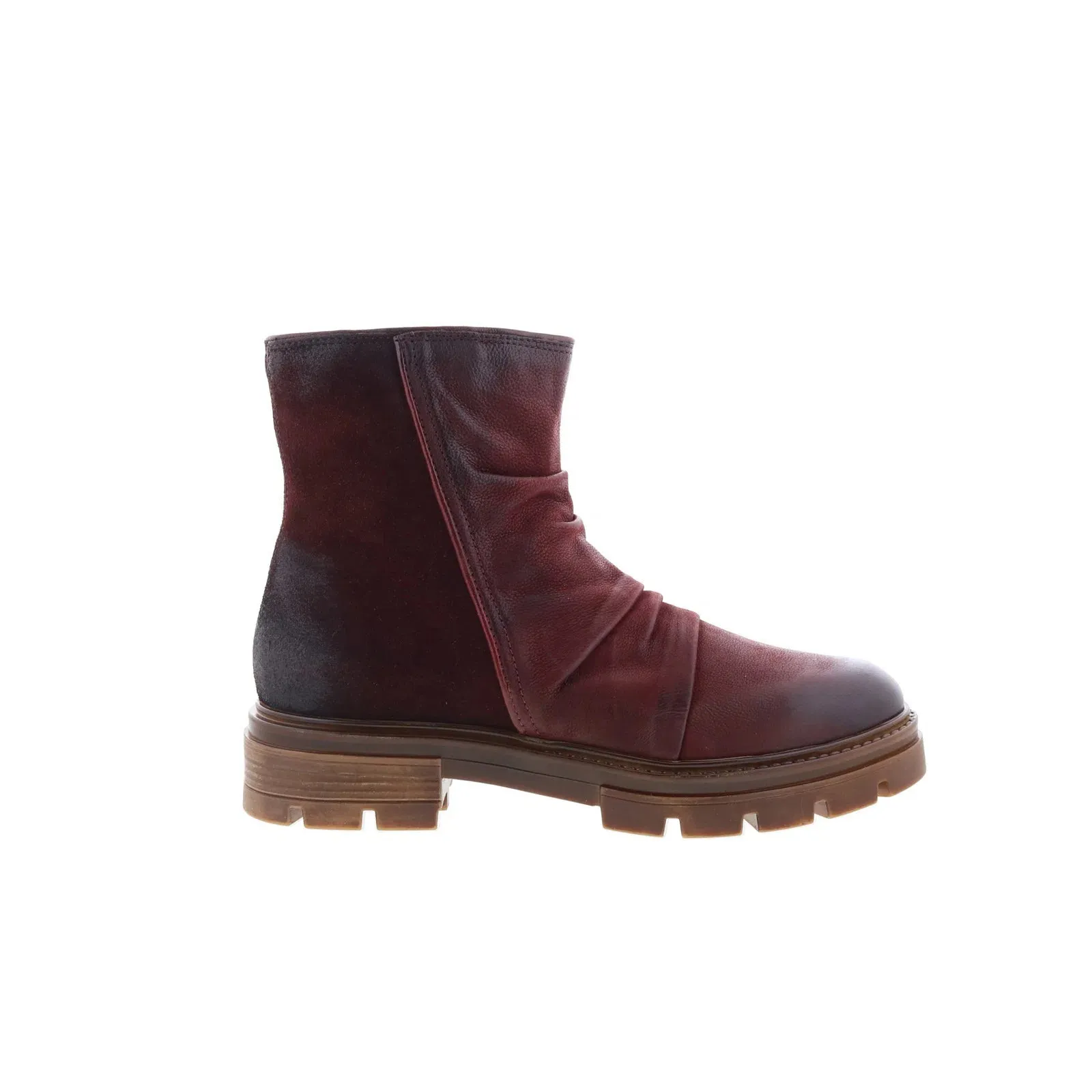 Miz Mooz Brodie Womens Burgundy Leather Zipper Casual Dress Boots Slim Profile