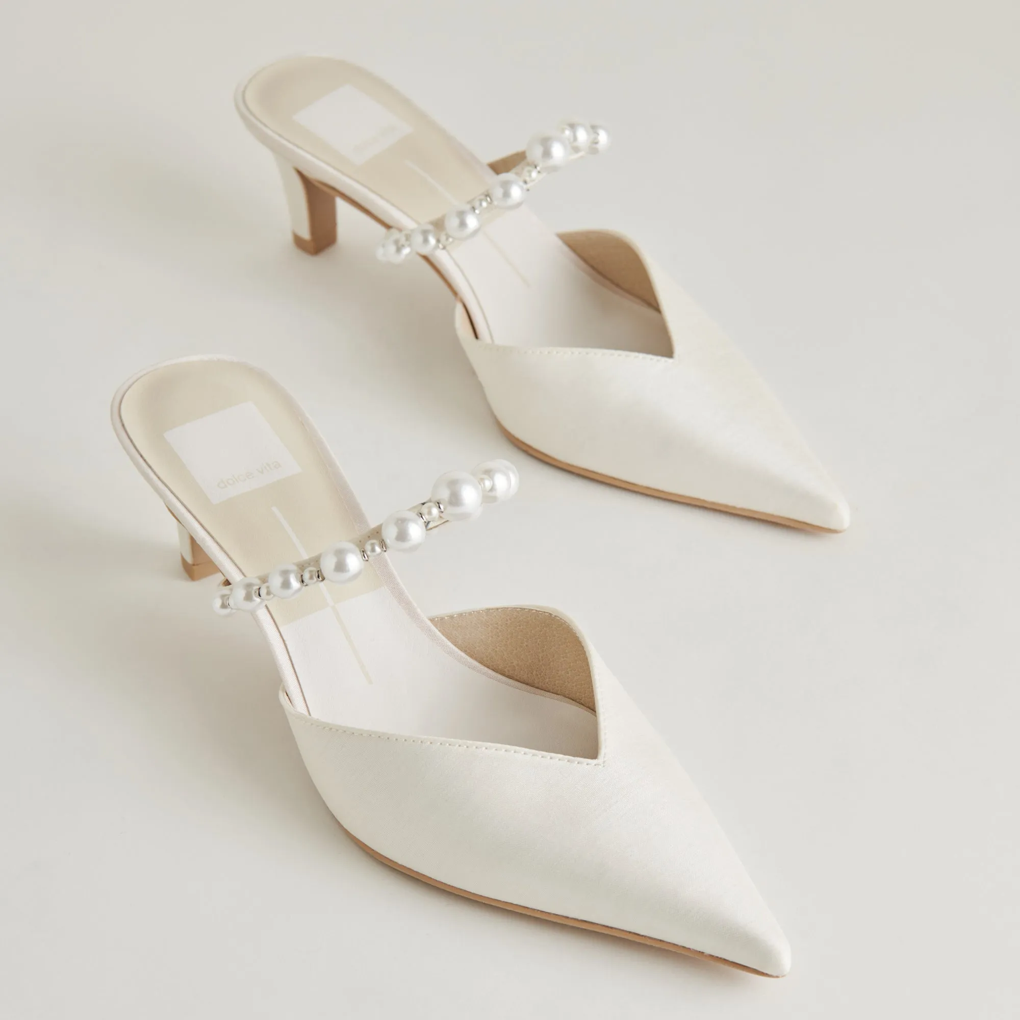 Custom Heels Ankle Strap Heels KANIKA PEARL MID HEELS VANILLA PEARLS