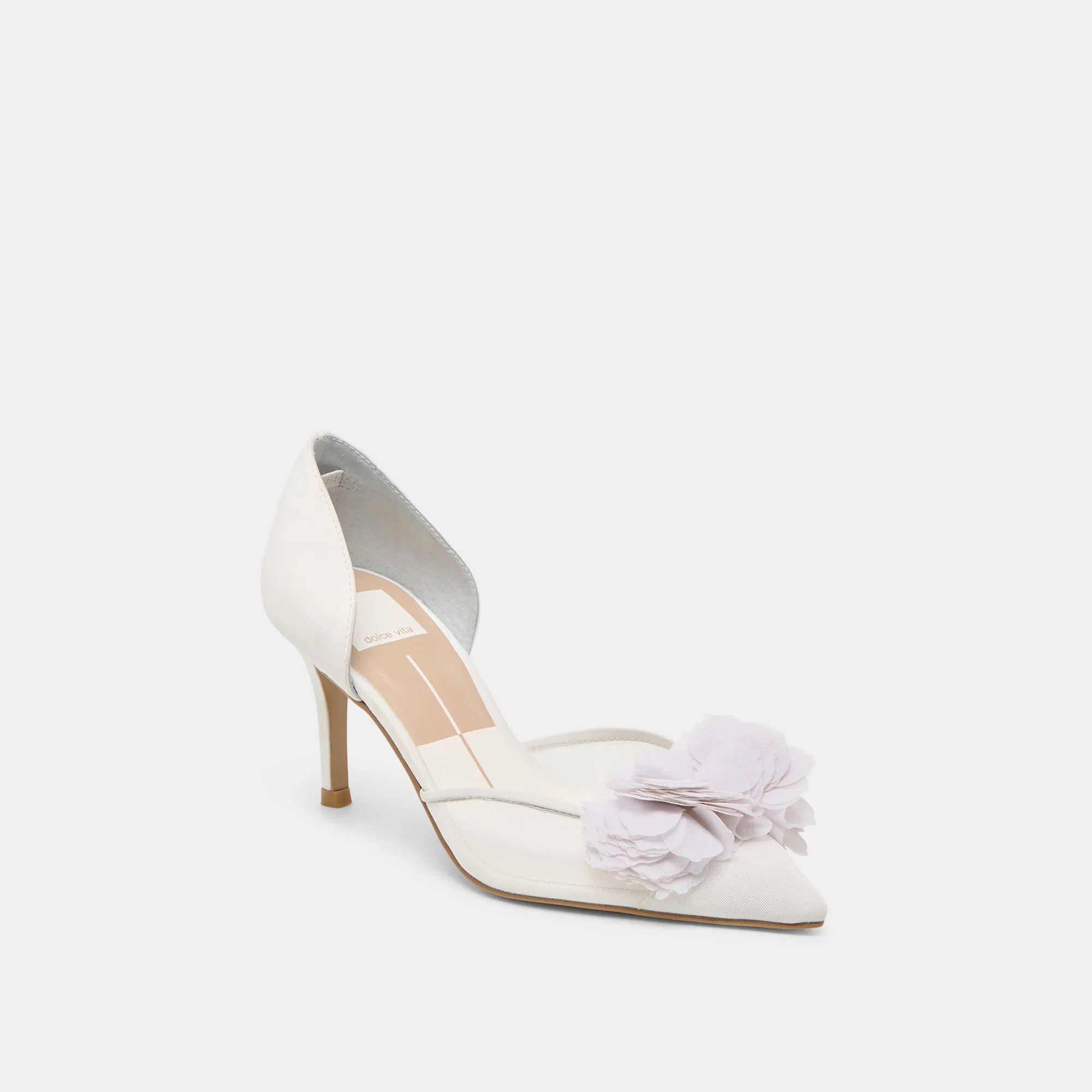 Party Shoes with Heels Good Traction EVELIN HEELS WHITE MESH