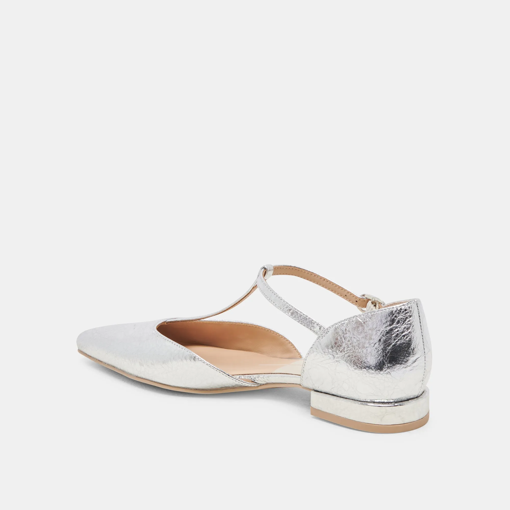 Sale Glow PEATY FLATS SILVER DISTRESSED LEATHER