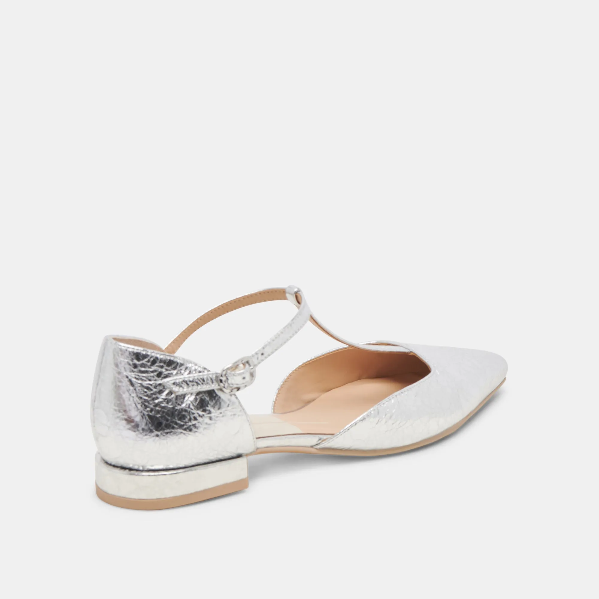 Soft Step Shoes foam PEATY FLATS SILVER DISTRESSED LEATHER