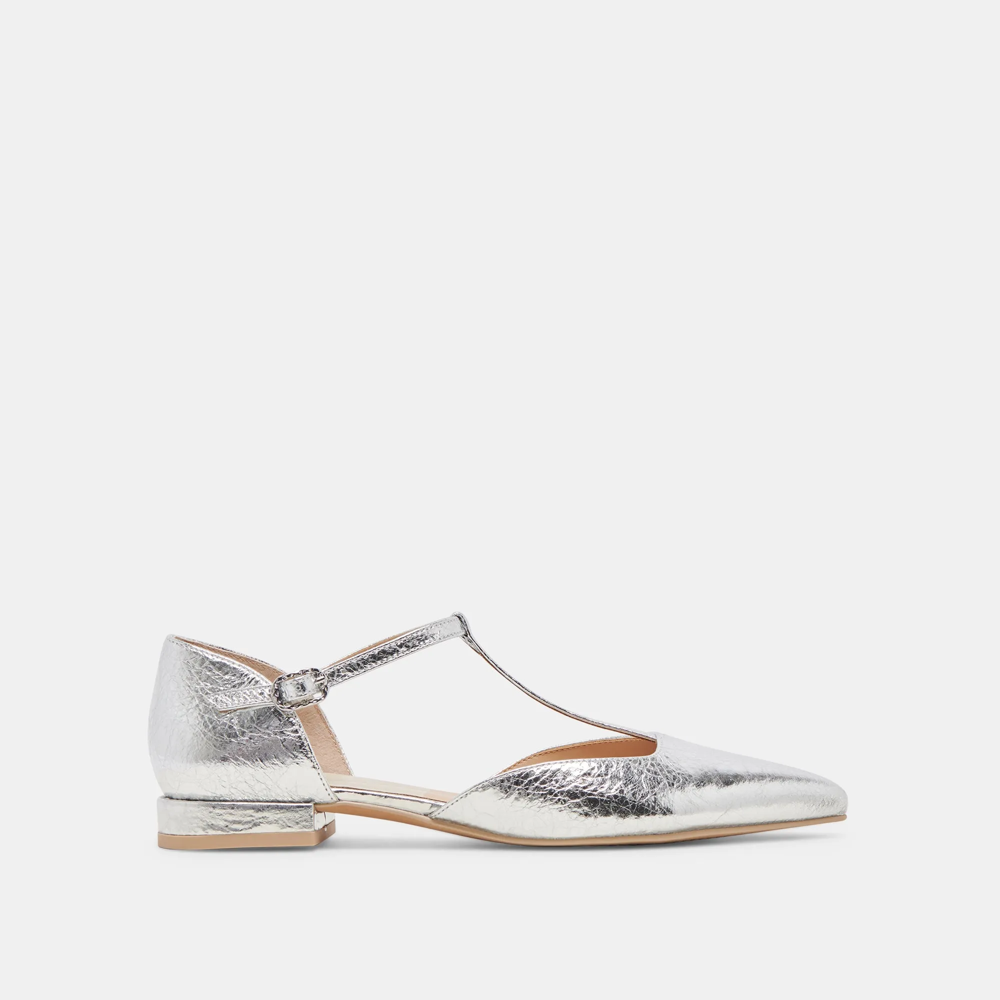 Study Walk Stretchable PEATY FLATS SILVER DISTRESSED LEATHER