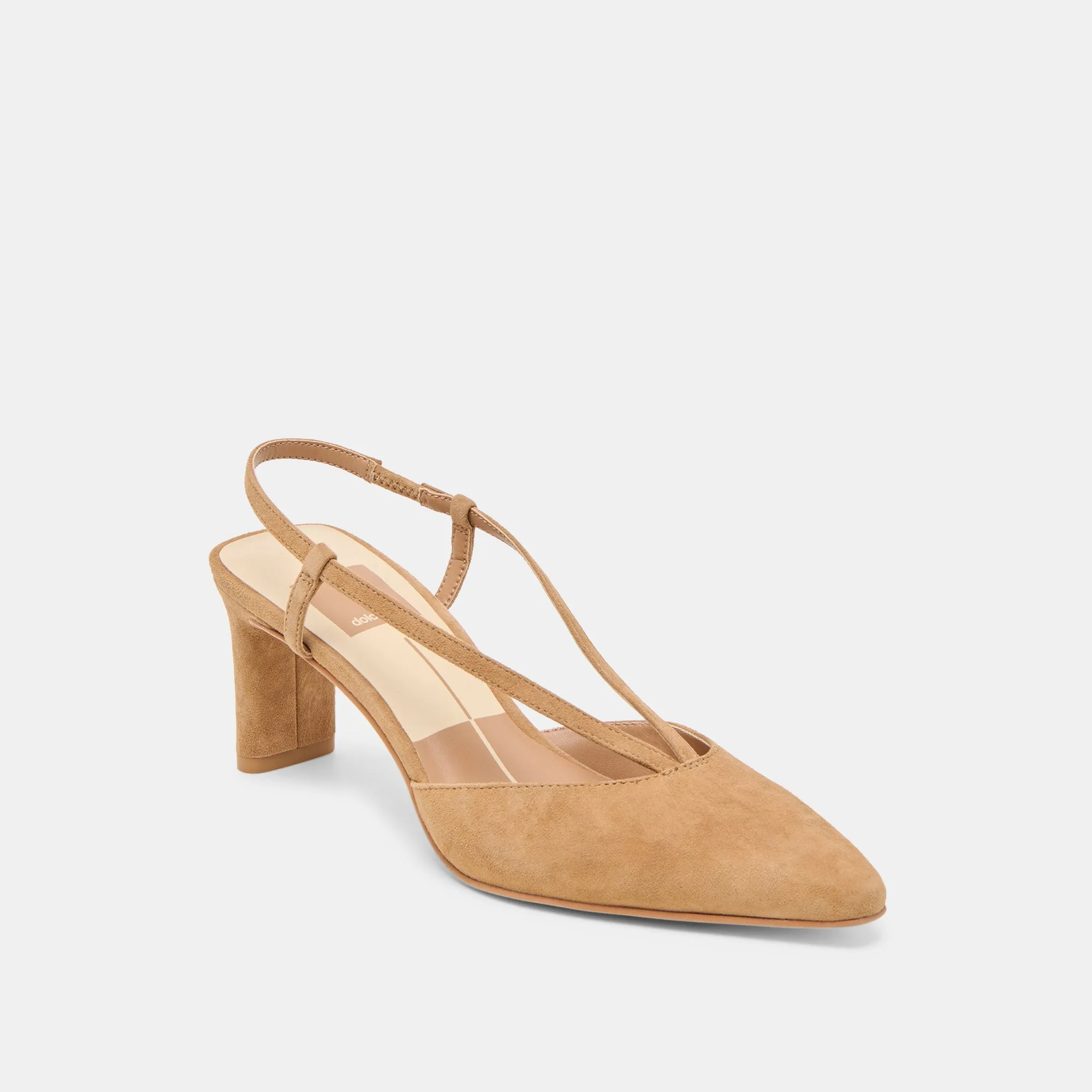 GINAY HEELS LT BROWN SUEDE Formal Office Shoes Smooth Soles