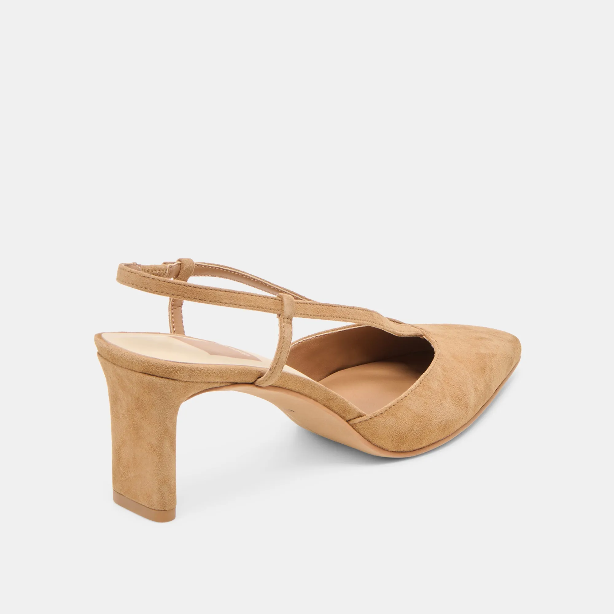 Chic White Stilettos Traction Outsole GINAY HEELS LT BROWN SUEDE