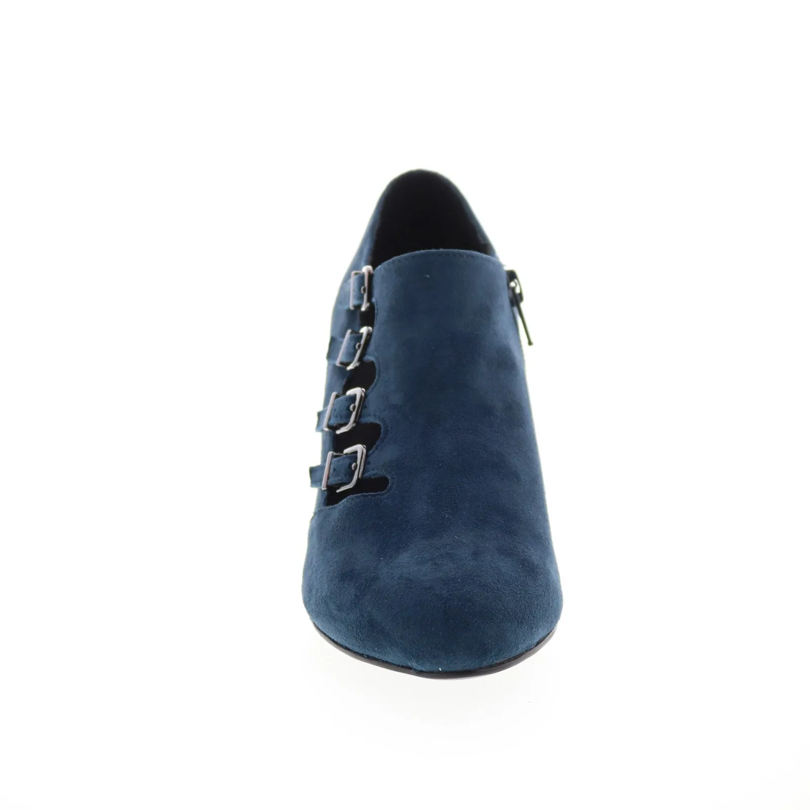 David Tate Pause Womens Blue Extra Wide Suede Zipper Ankle & Booties Boots Stylish Footwear