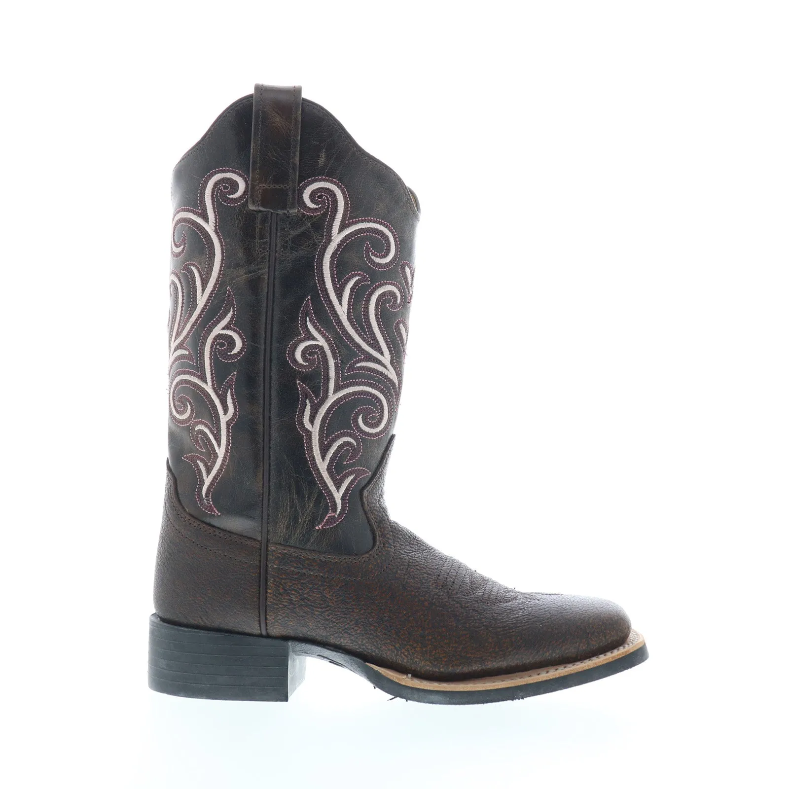 foldable Jama Old West 18118 Womens Brown Leather Slip On Cowboy Western Boots