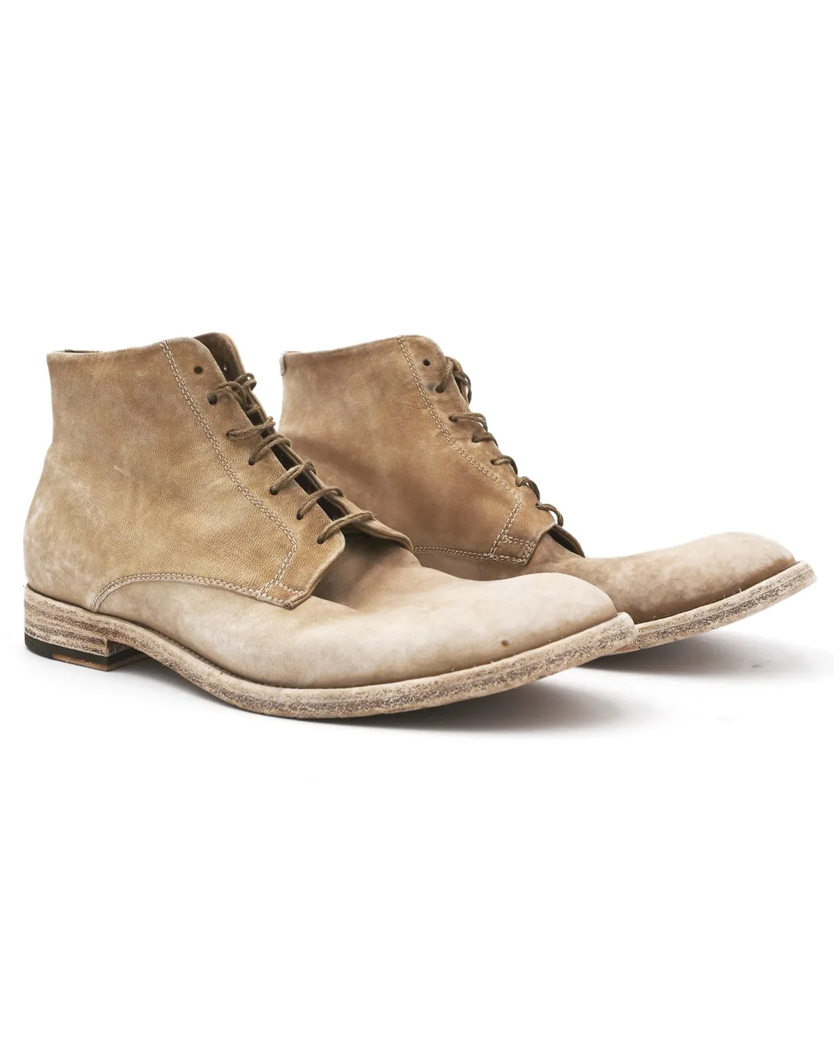 Shoto Washed Ivory Lace-Up Boot Gold Tone