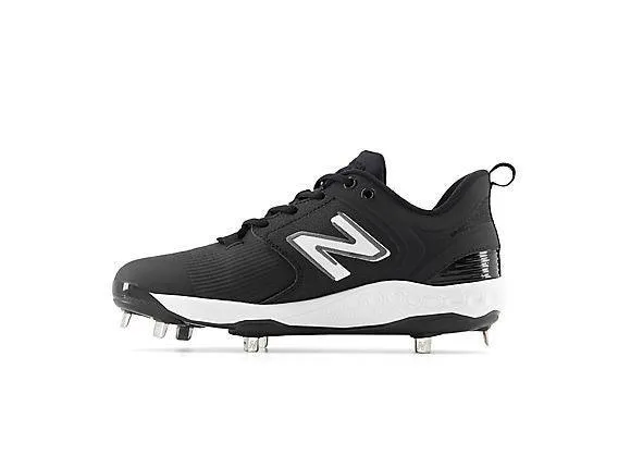 Superior Cushioning New Balance Men's Fresh Foam X 3000 V6 Metal Baseball Cleats - Black with White - L3000BK6