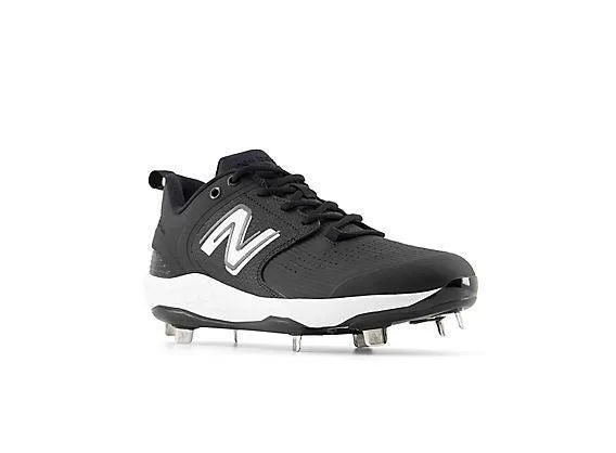 breath easy Slim performance New Balance Men's Fresh Foam X 3000 V6 Metal Baseball Cleats - Black with White - L3000BK6