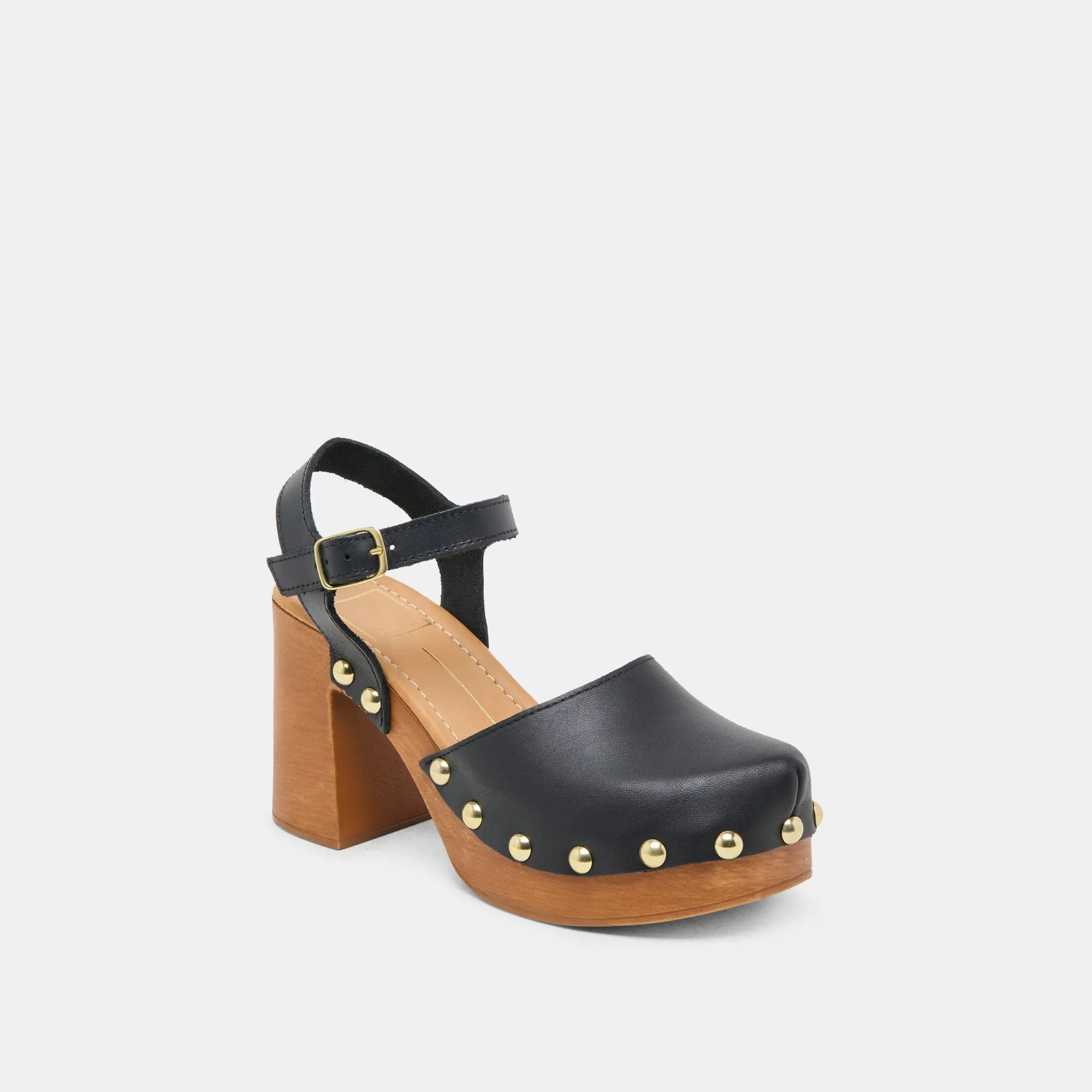 Impact Resistance CLOVER HEELS BLACK LEATHER