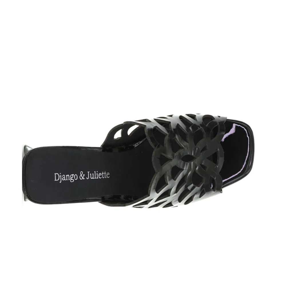 DJANGO & JULIETTE ILESAT BLACK PATENT Comfortable ankle support Chic Party Heels