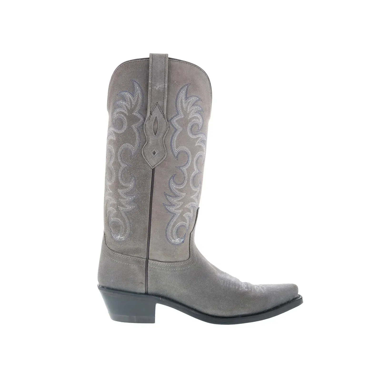 Jama Old West LF1516 Womens Gray Suede Slip On Cowboy Western Boots Lace-Up Design