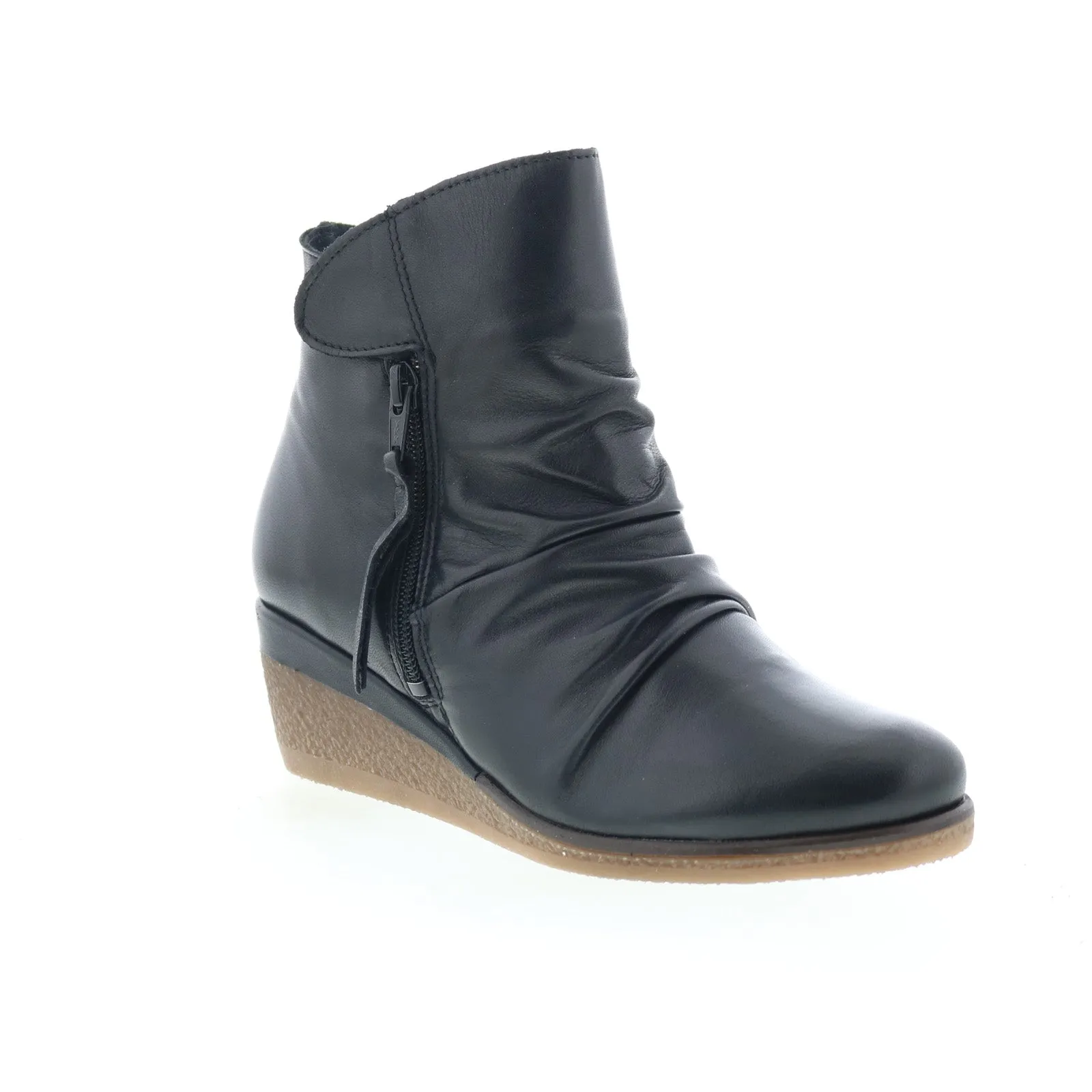 Miz Mooz Mayleen Womens Black Leather Zipper Ankle & Booties Boots Lightweight Wear Archaeologist