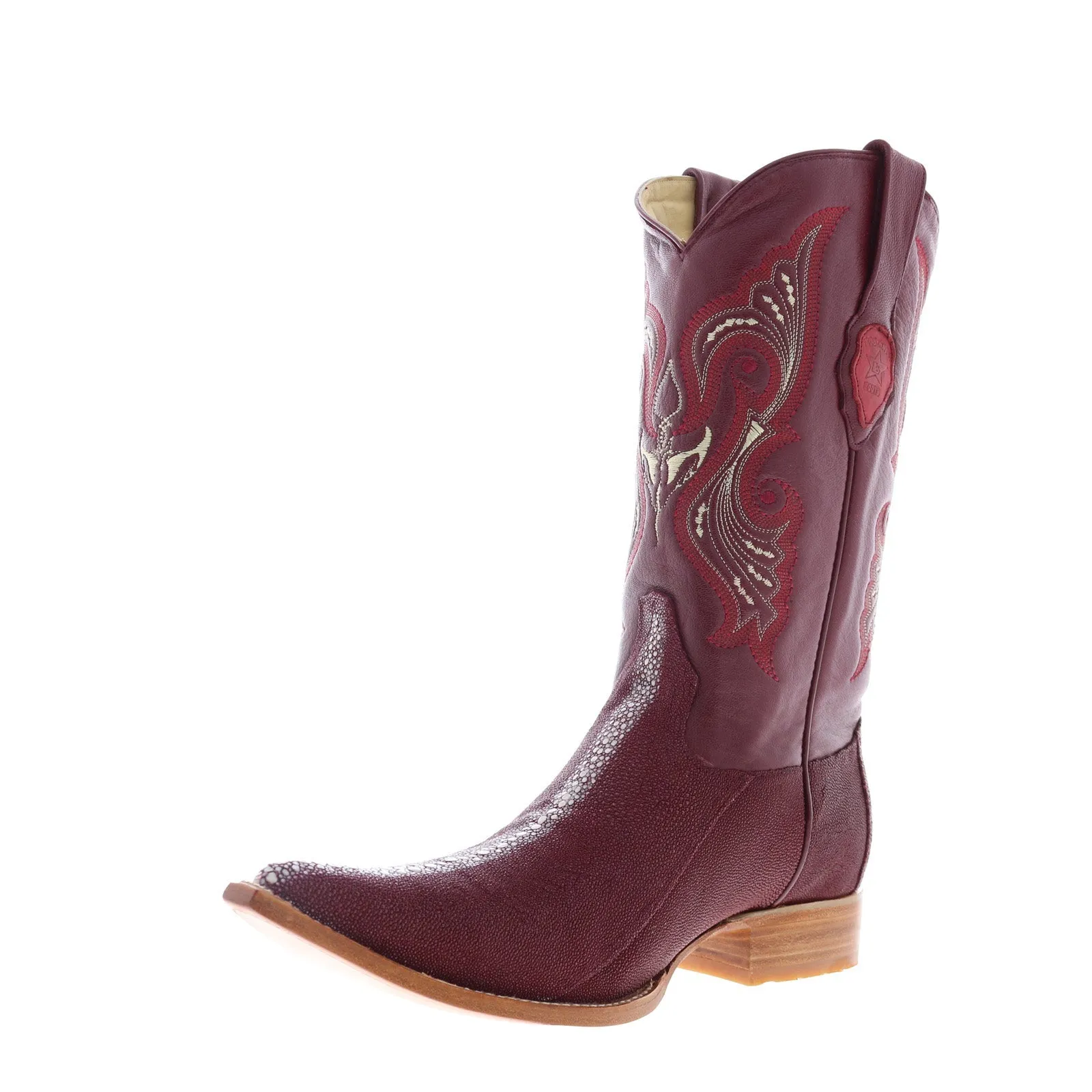 Urban Everyday Flexible Design Los Altos 3X Toe Stingray Rowstone Mens Burgundy Wide Cowboy Western Boots