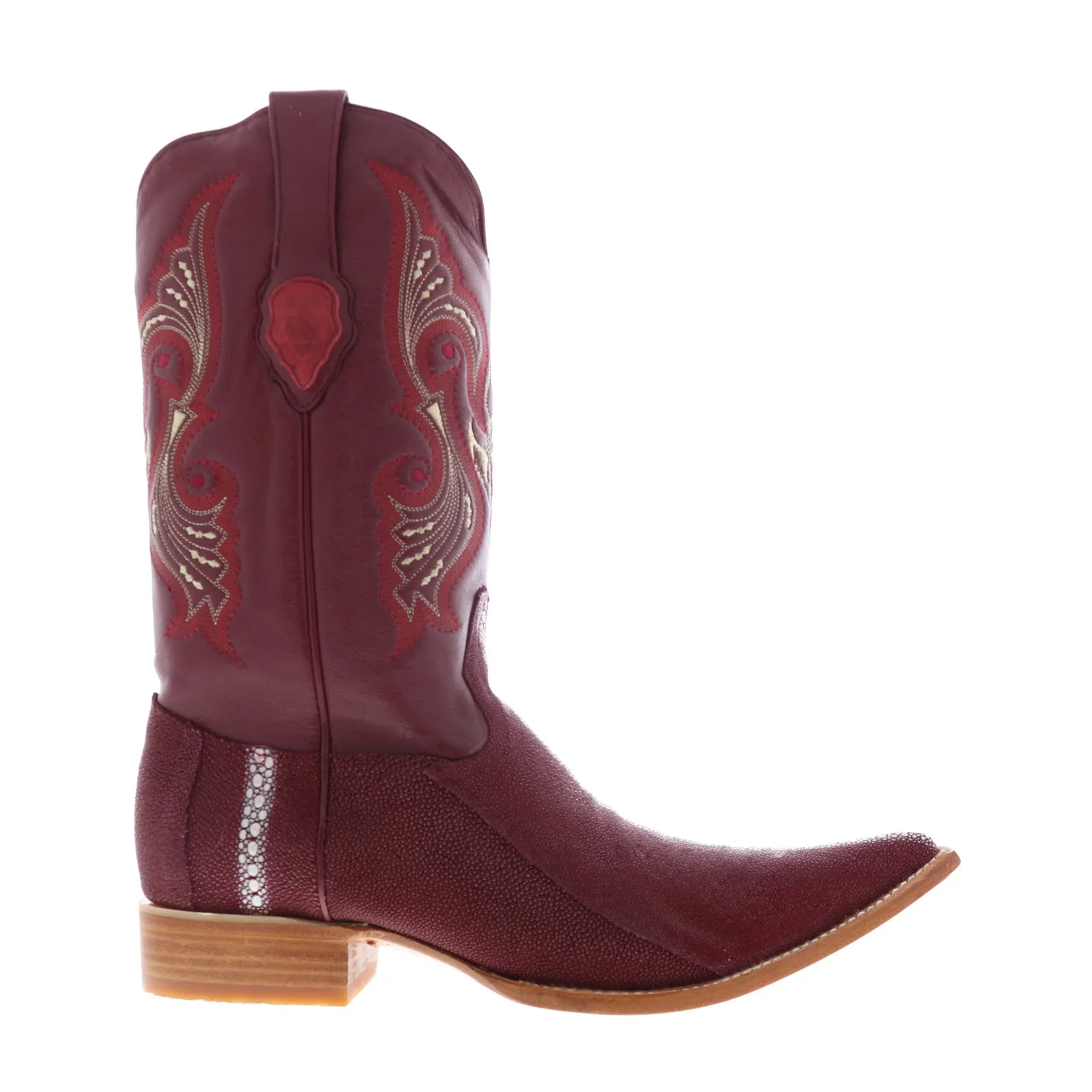 Hybrid style Subtle design Los Altos 3X Toe Stingray Rowstone Mens Burgundy Wide Cowboy Western Boots