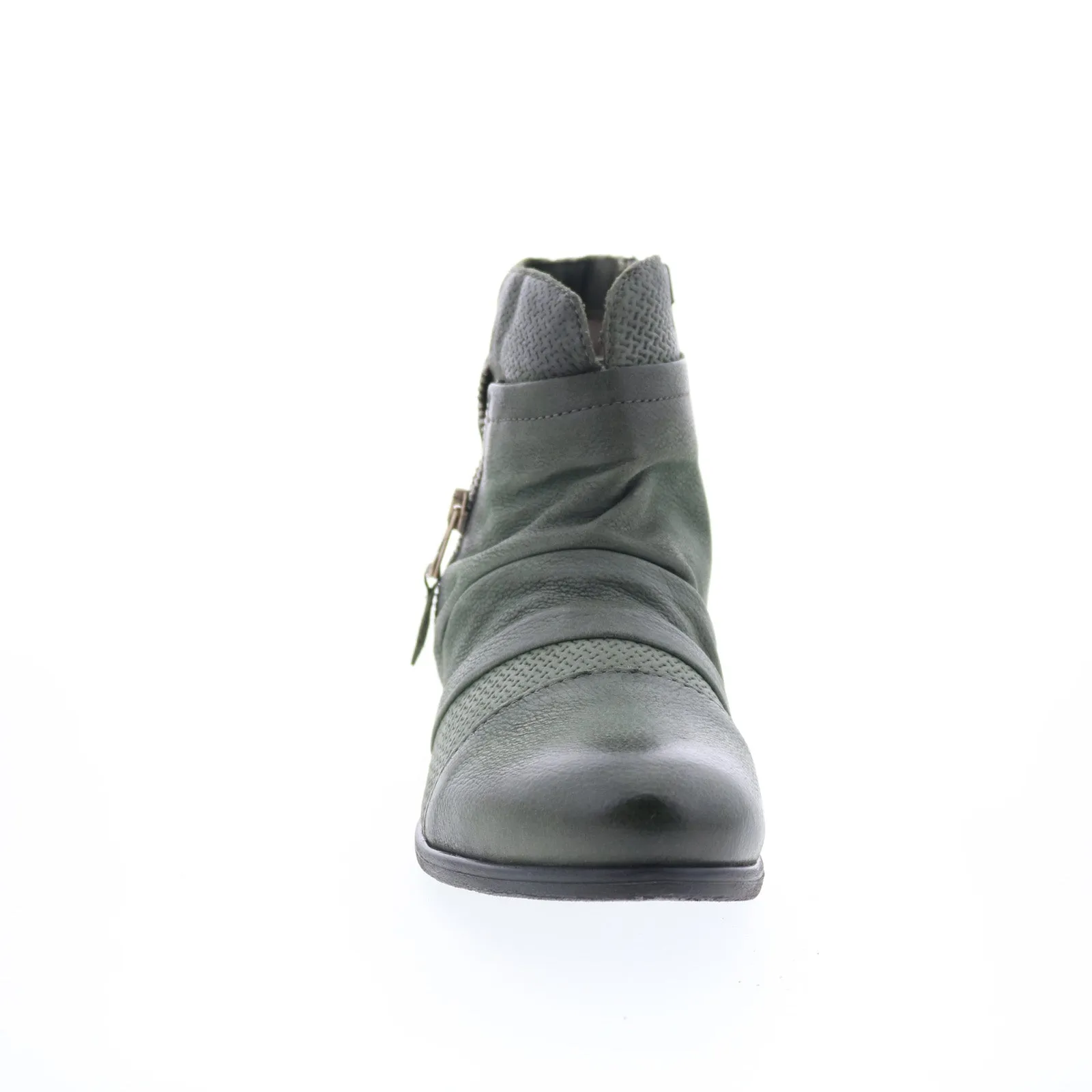 Miz Mooz Sunny-QVC Womens Green Leather Zipper Ankle & Booties Boots Minimal Aesthetic