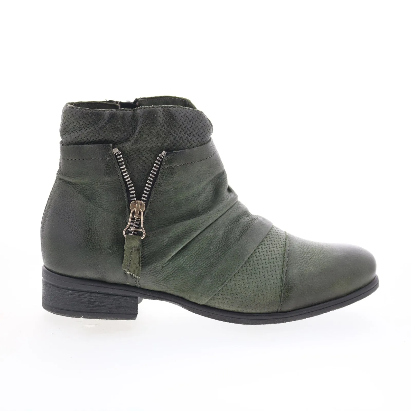 Miz Mooz Sunny-QVC Womens Green Leather Zipper Ankle & Booties Boots Anti-static