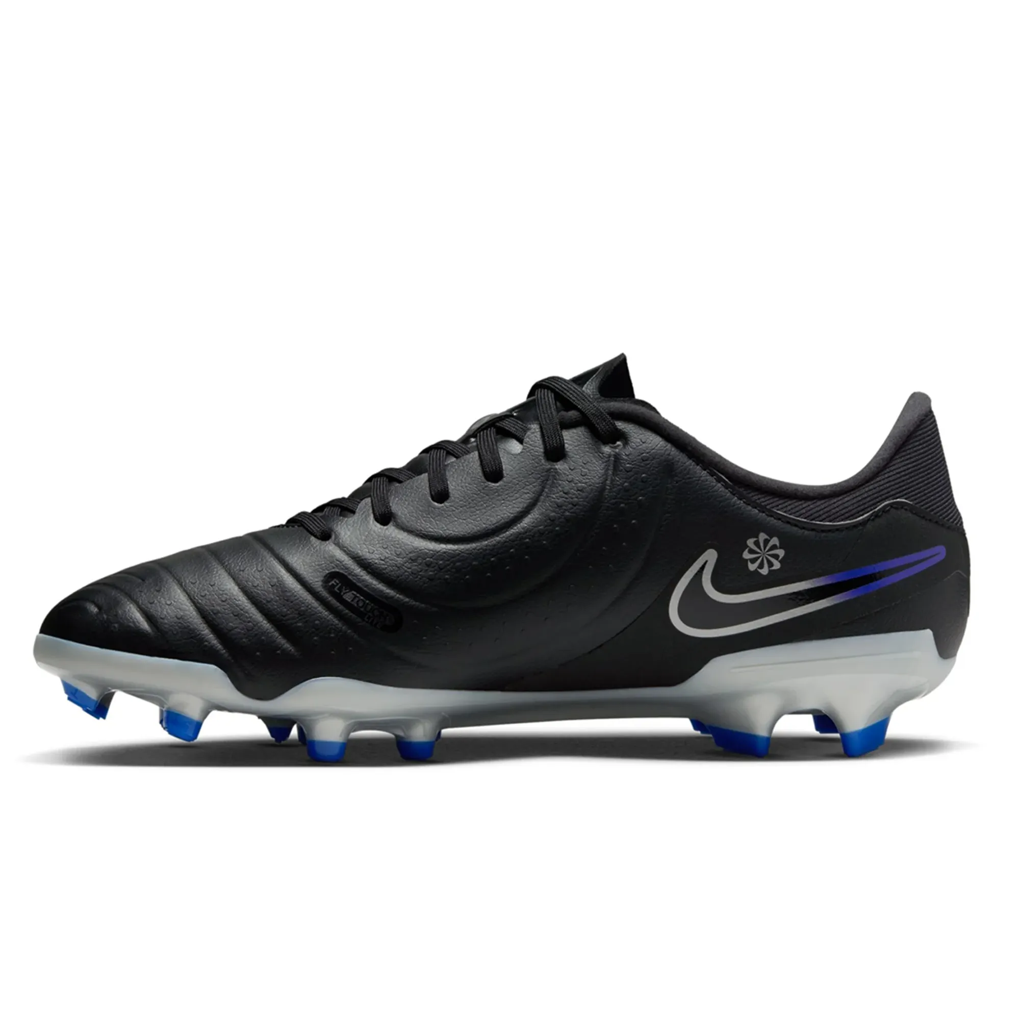 Nike Legend 10 Academy FG/MG Soccer Cleats (Black/Chrome-Hyper Royal) On Field dry weather