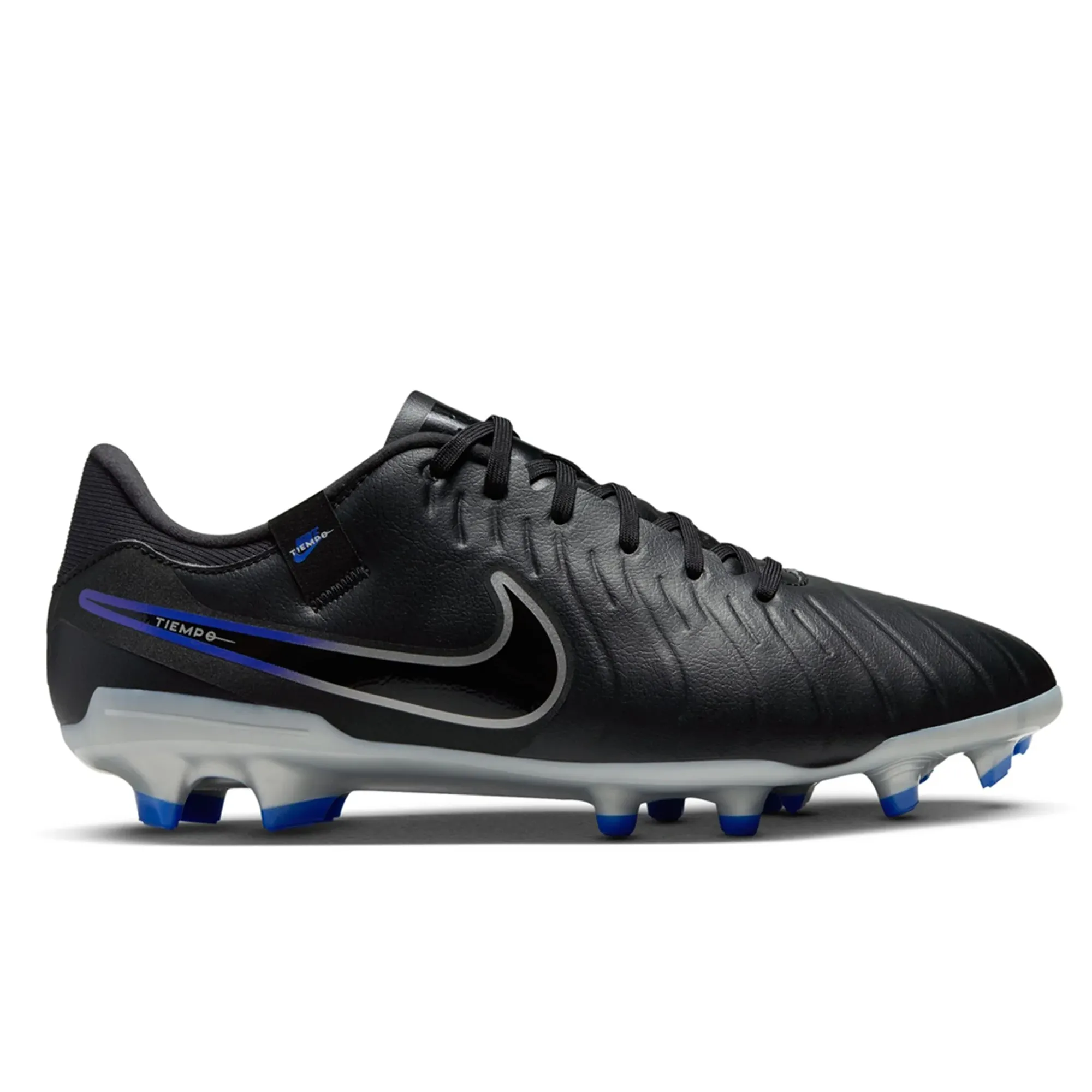 Youth Sports Support Padding Nike Legend 10 Academy FG/MG Soccer Cleats (Black/Chrome-Hyper Royal)