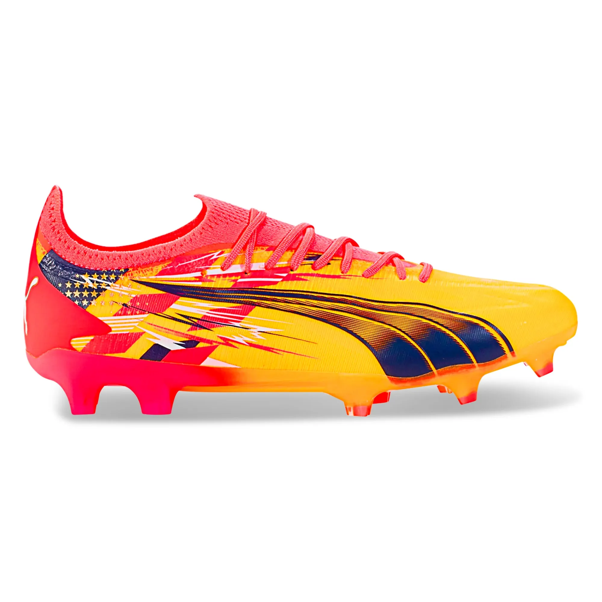 Puma Ultra Ultimate Christian Pulisic FG/AG Soccer Cleats (Sun Stream/Puma Navy) Ankle Stability match day