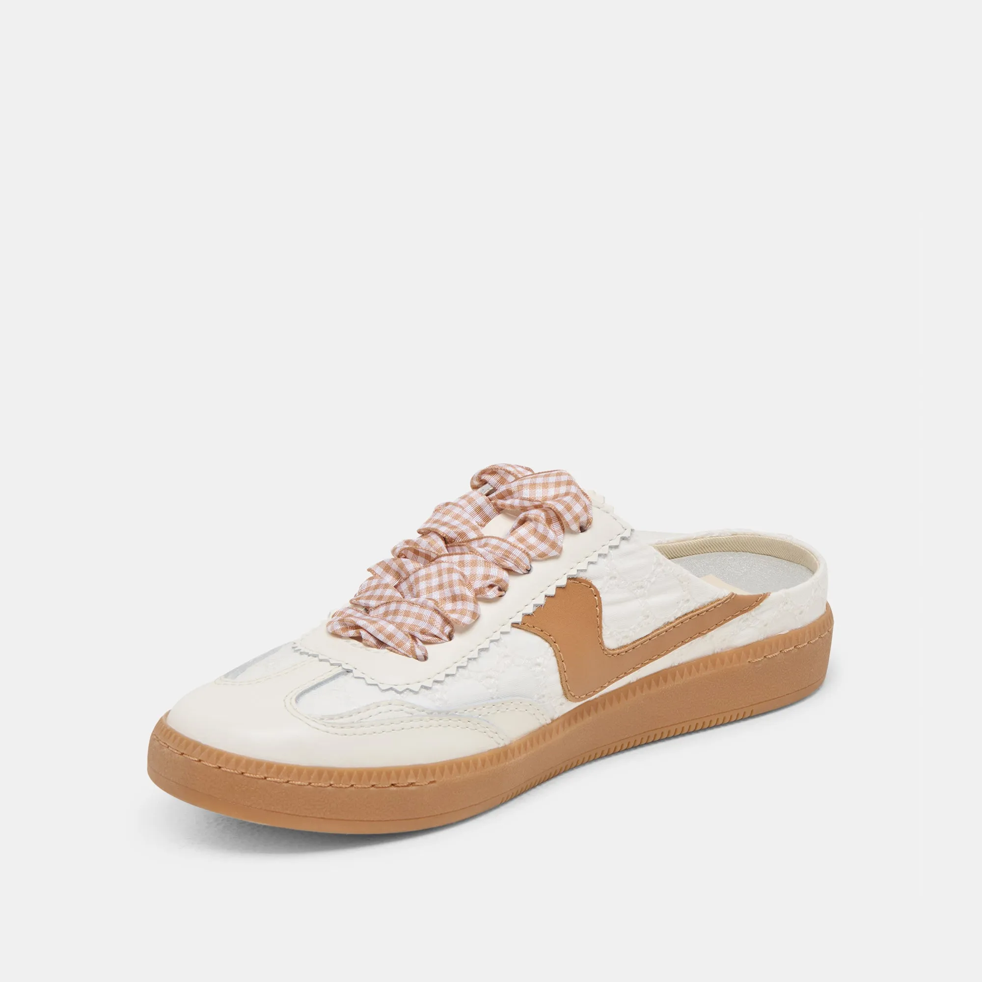 Dinner Look Comfort Lining NOTICE SLIDE SNEAKERS WHITE PINK EYELET
