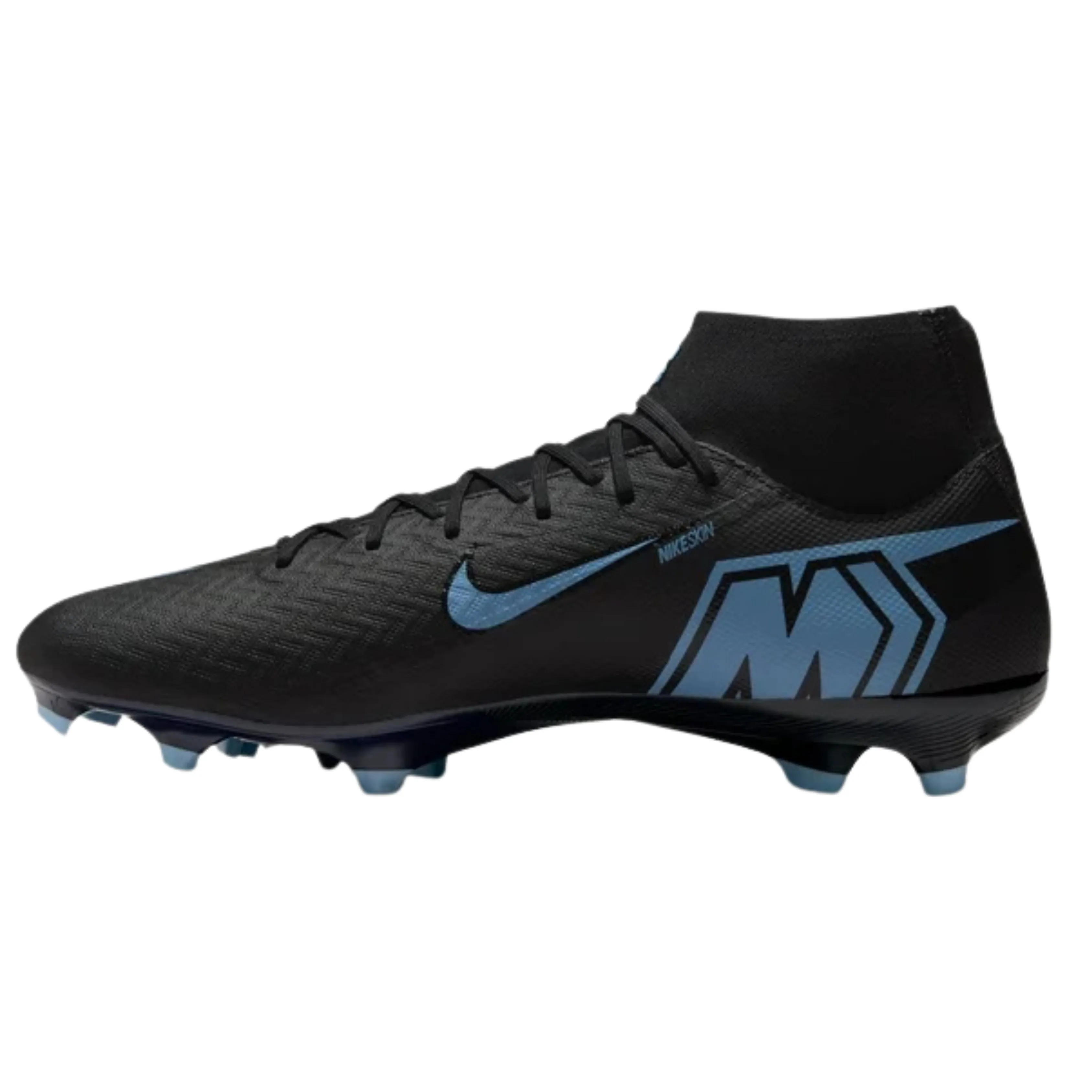 Nike Zoom Superfly 10 Academy Firm Ground/Multiground Soccer Cleats (Black/Ice Blue) Agility Training