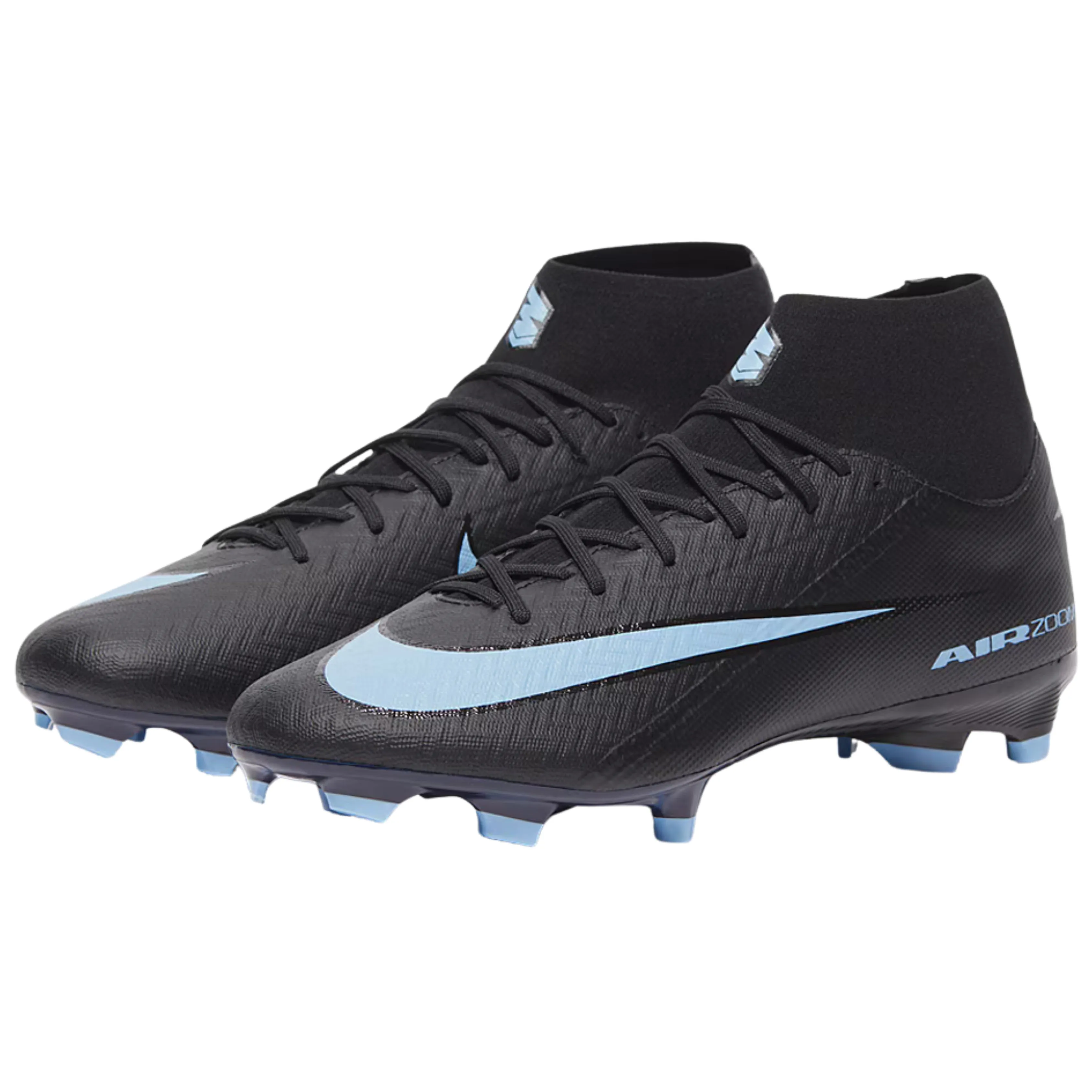 Nike Zoom Superfly 10 Academy Firm Ground/Multiground Soccer Cleats (Black/Ice Blue) Youth Training