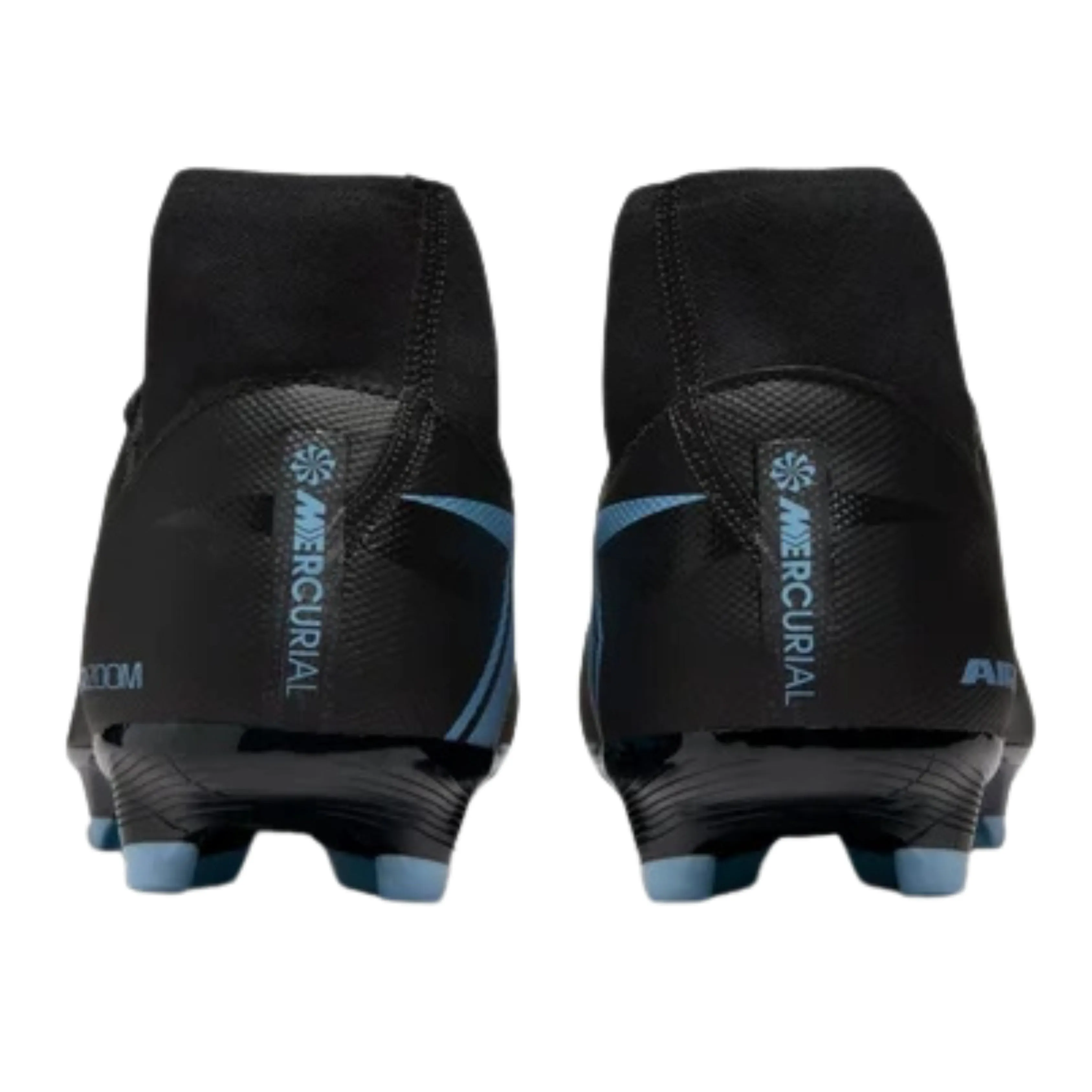 Nike Zoom Superfly 10 Academy Firm Ground/Multiground Soccer Cleats (Black/Ice Blue) Game Ready Gear Toe Grip