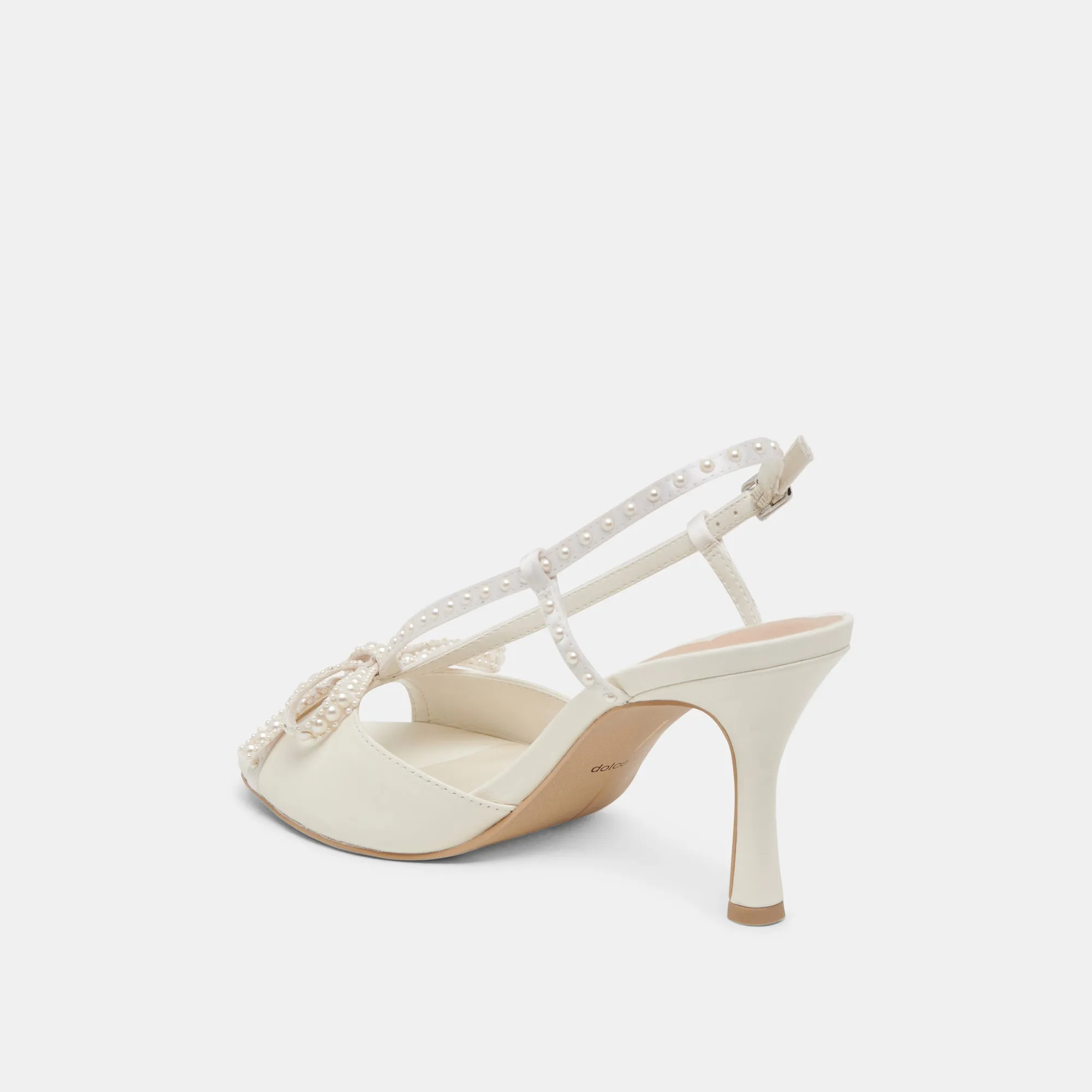 LONNY PEARL HEELS WHITE SATIN Breathable Design
