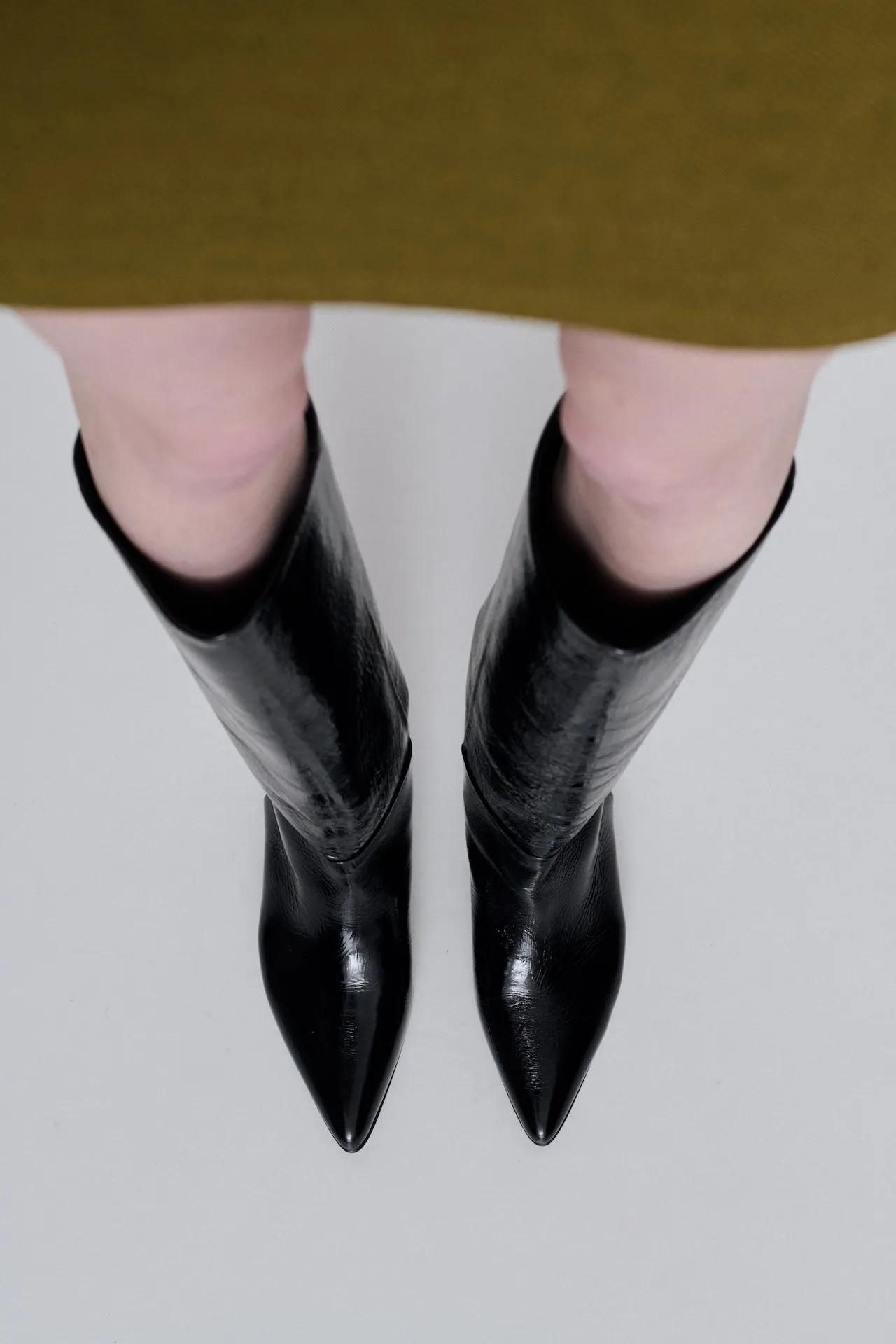 Soft Leather Eva Midsole Sydney Boots in Black Patent Leather
