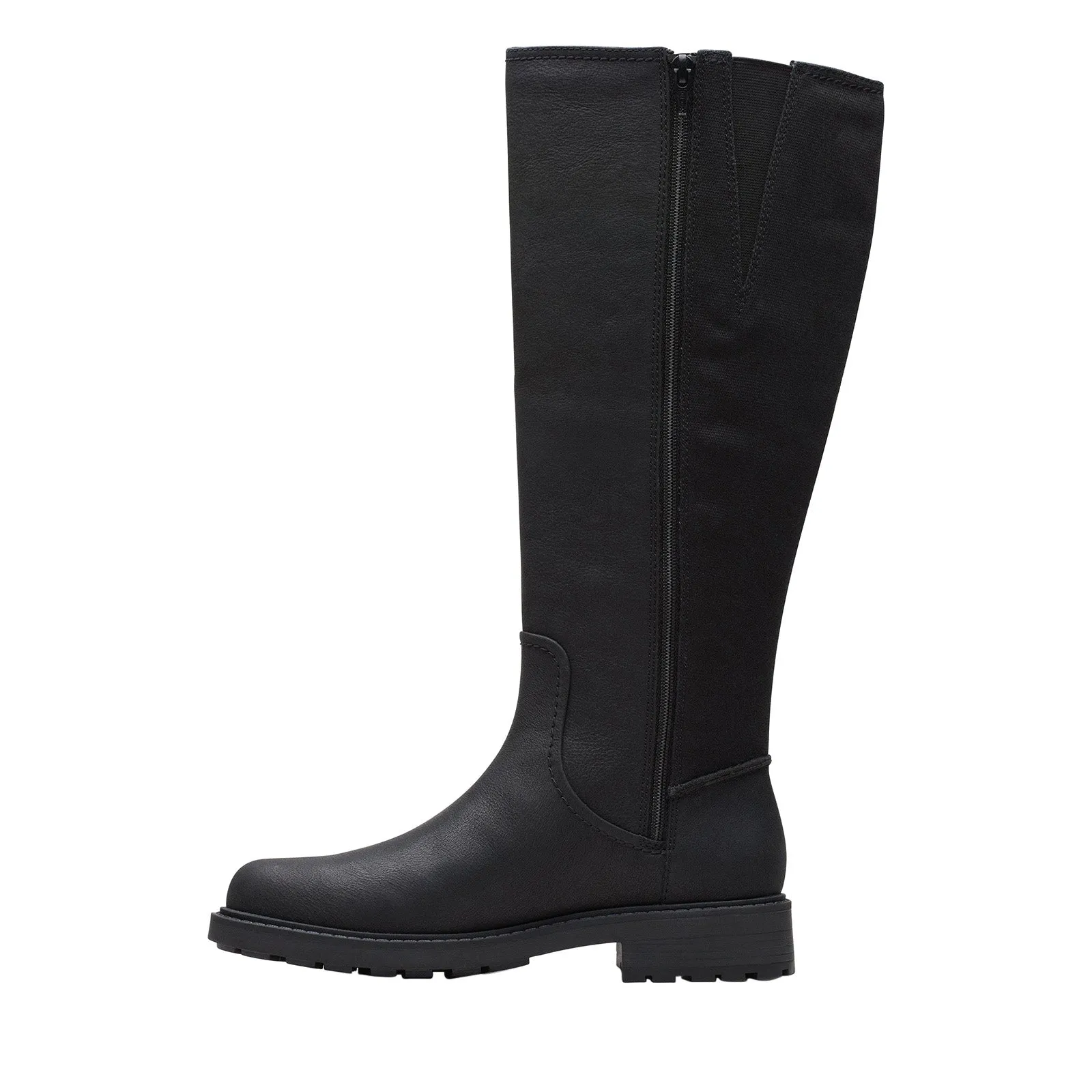 Workplace Use Nature Ready Clarks Opal Glow 26167910 Womens Black Leather Zipper Knee High Boots