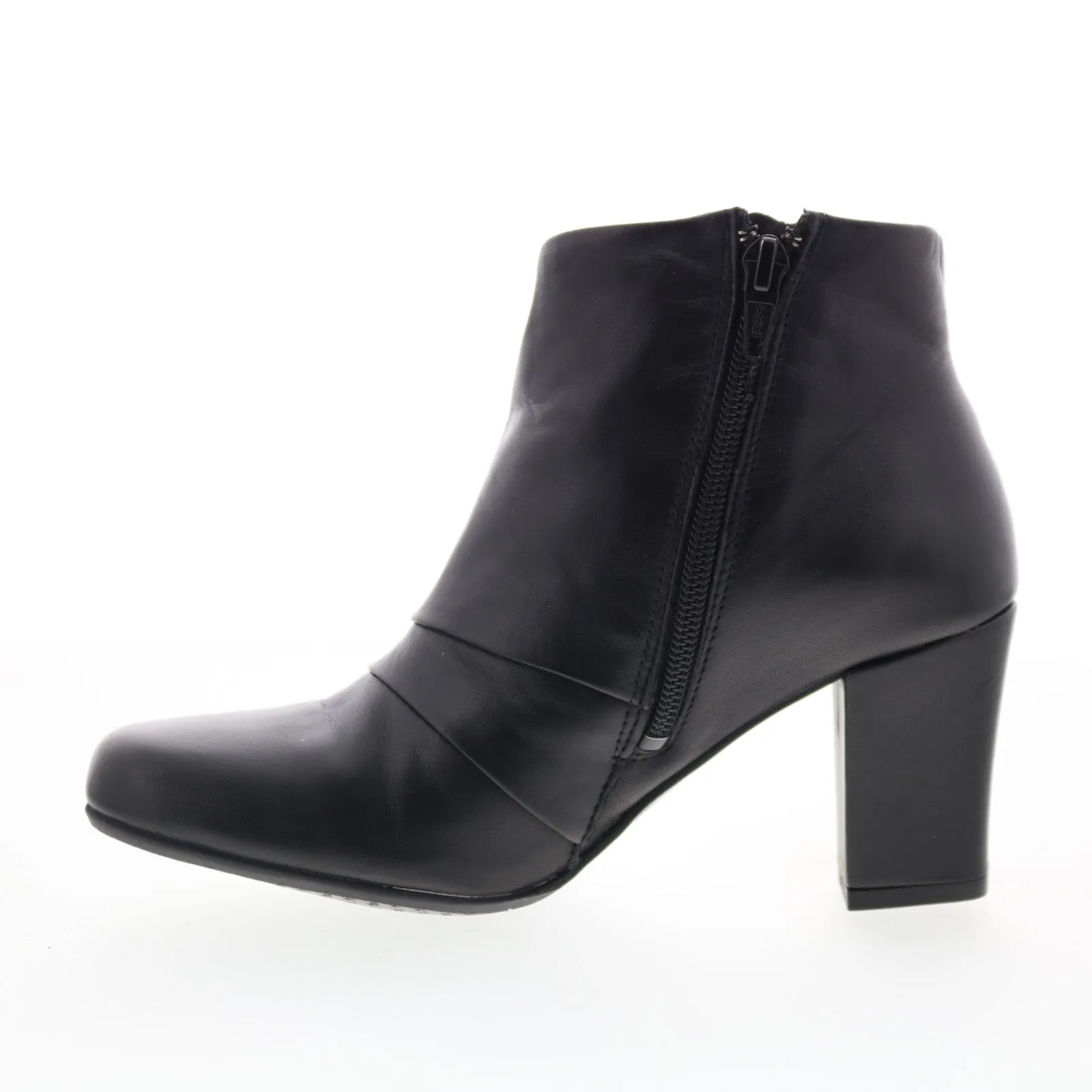 Miz Mooz Haydin Womens Black Leather Zipper Ankle & Booties Boots Urban Everyday Mid Length