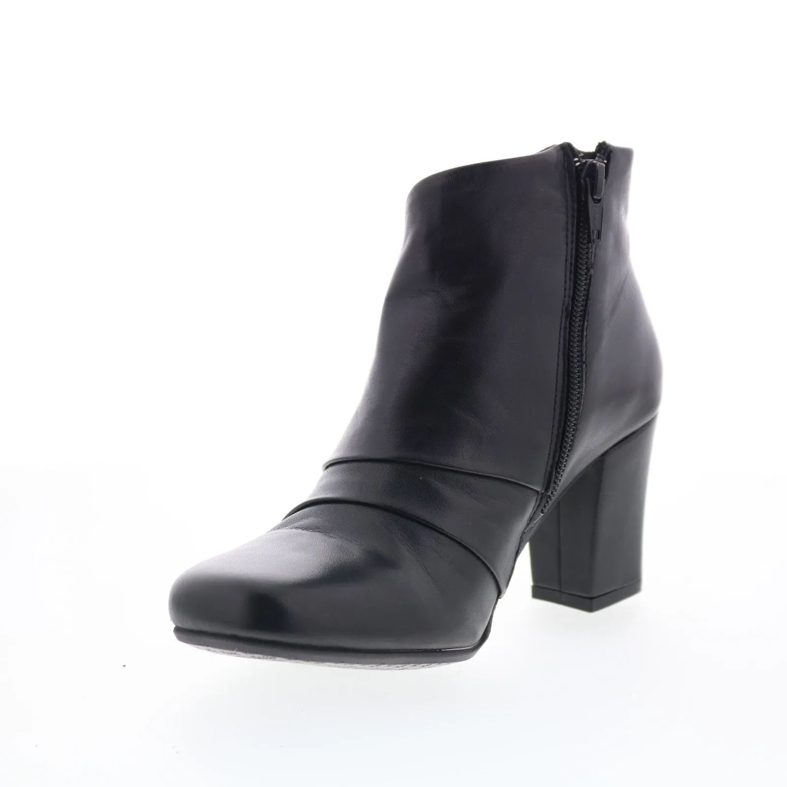 Miz Mooz Haydin Womens Black Leather Zipper Ankle & Booties Boots Adjustable Straps