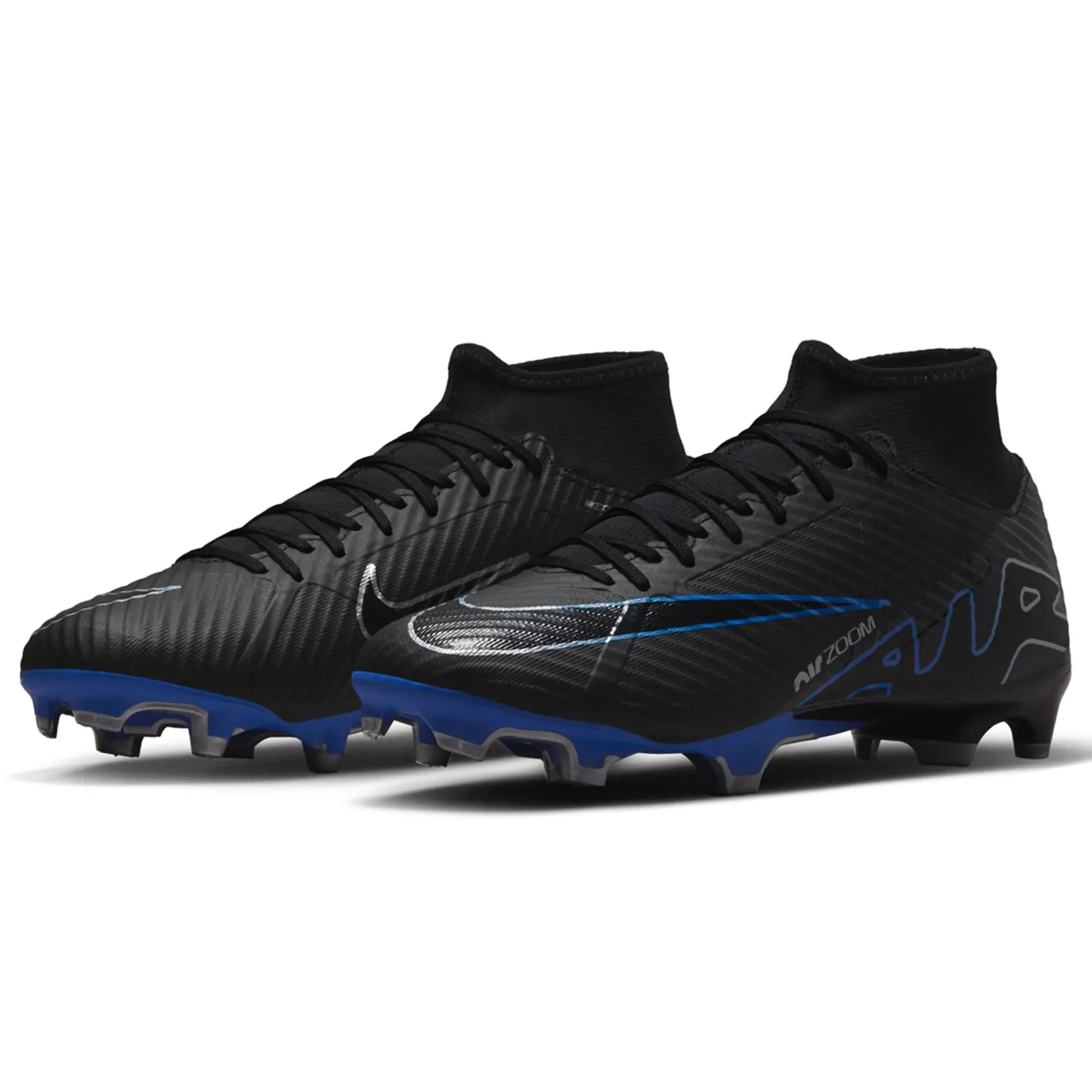 Nike Zoom Superfly 9 Academy FG/MG Soccer Cleats (Black/Chrome-Hyper Royal) Professional Training Youth Fit