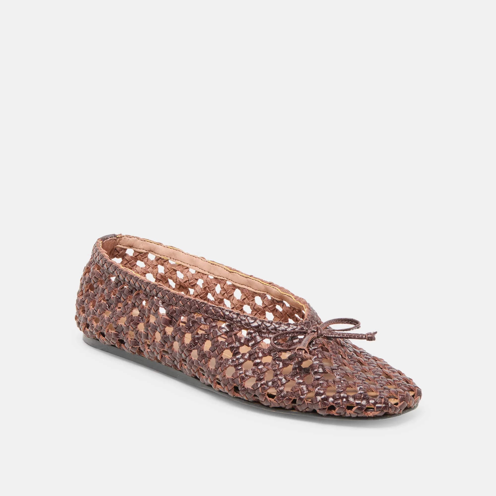 Shop Street EDDA BALLET FLATS BROWN WOVEN LEATHER