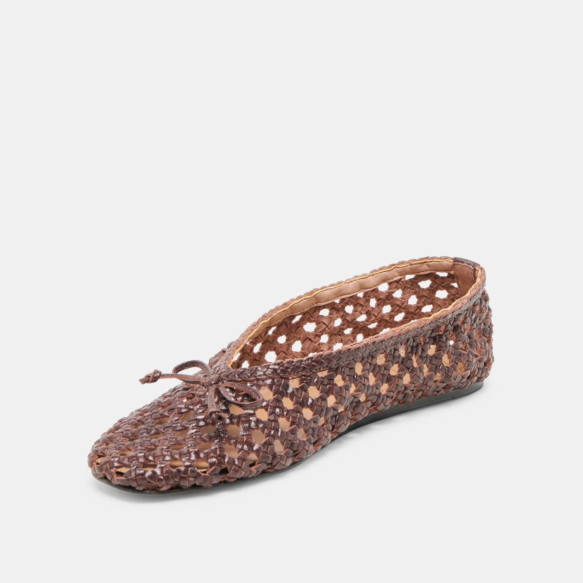 EDDA BALLET FLATS BROWN WOVEN LEATHER Trendy Look