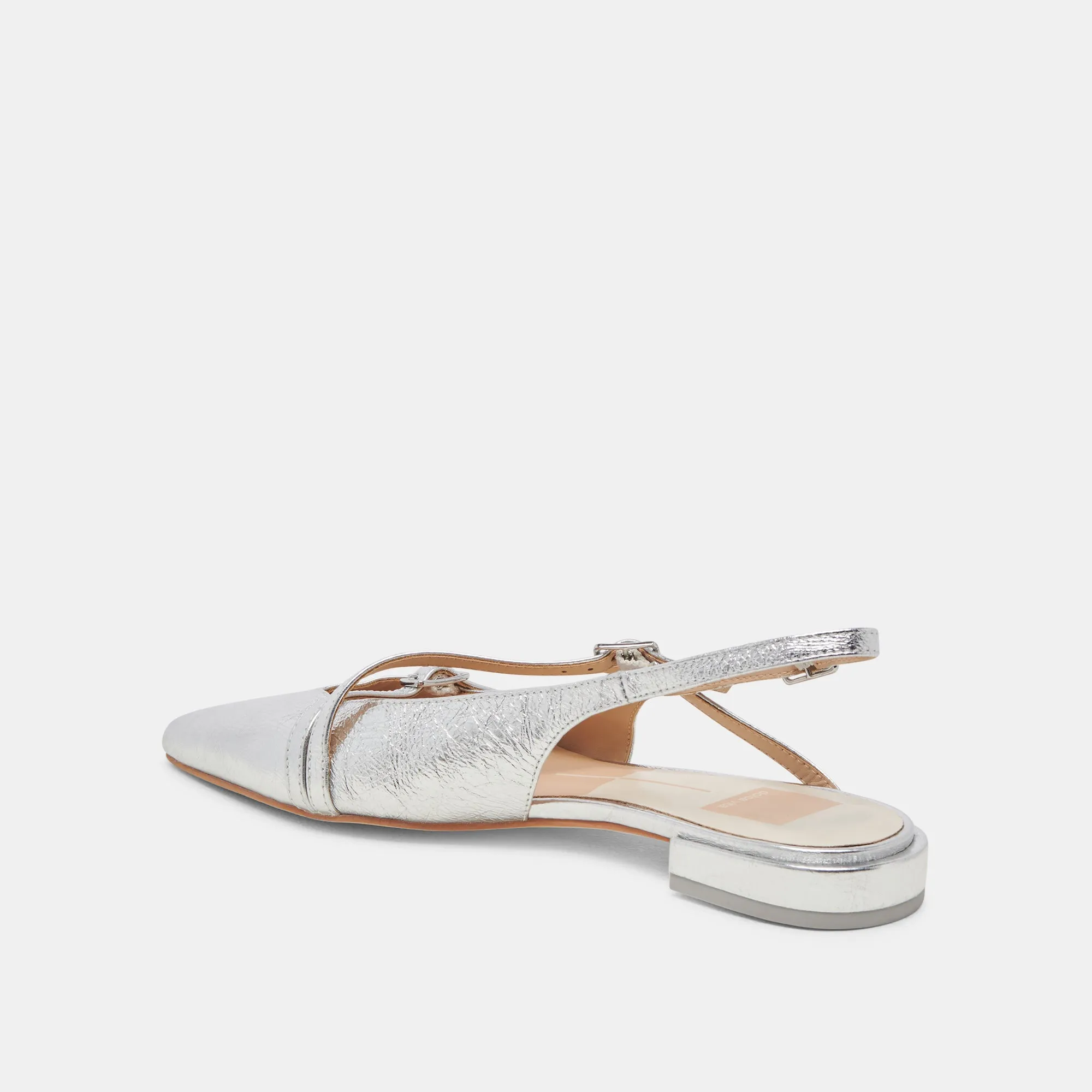 Beach Step PAMLA WIDE FLATS SILVER CRINKLE PATENT