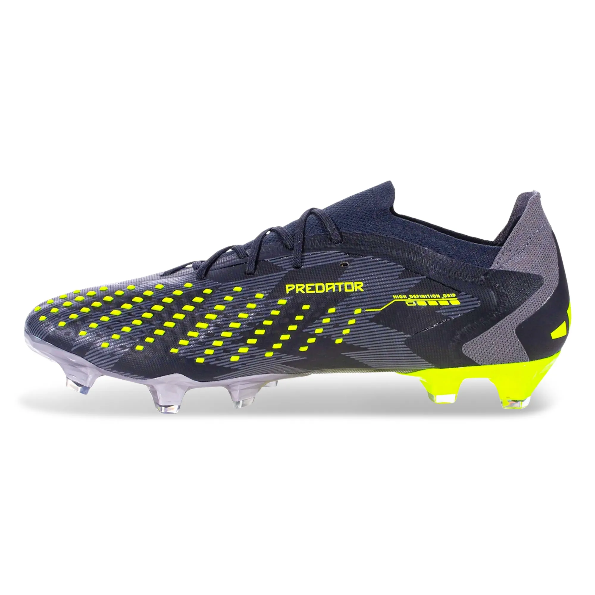 Indoor Fit adidas Predator Accuracy.1 Low INJ Firm Ground Soccer Cleats (Core Black/Team Solar Yellow 2)