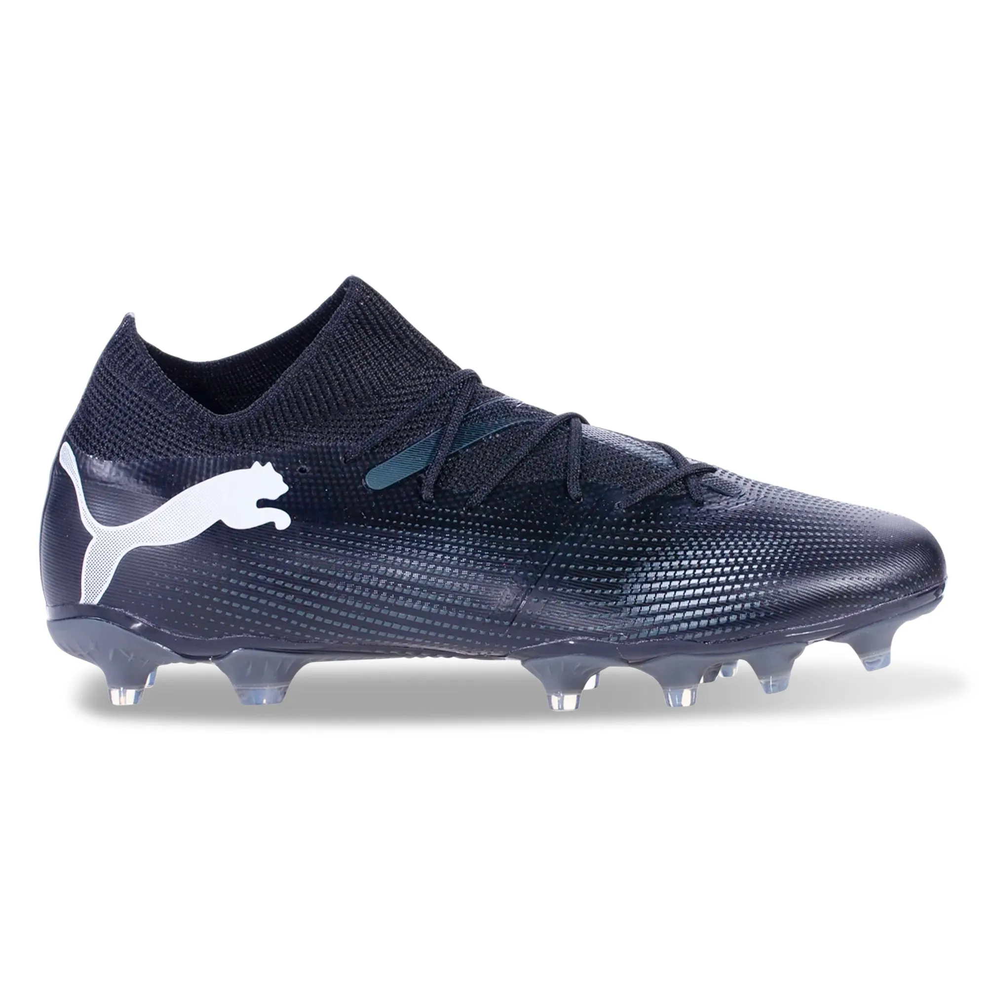 Puma Future 7 Match FG/AG Soccer Cleats (Puma Black/Puma White) Traction Zone Motion Sync