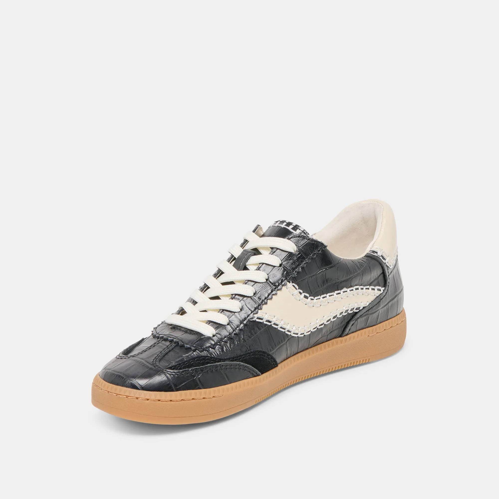 NOTICE STITCH SNEAKERS NOIR CROCO EMBOSSED LEATHER Adaptive Shape City Hustler