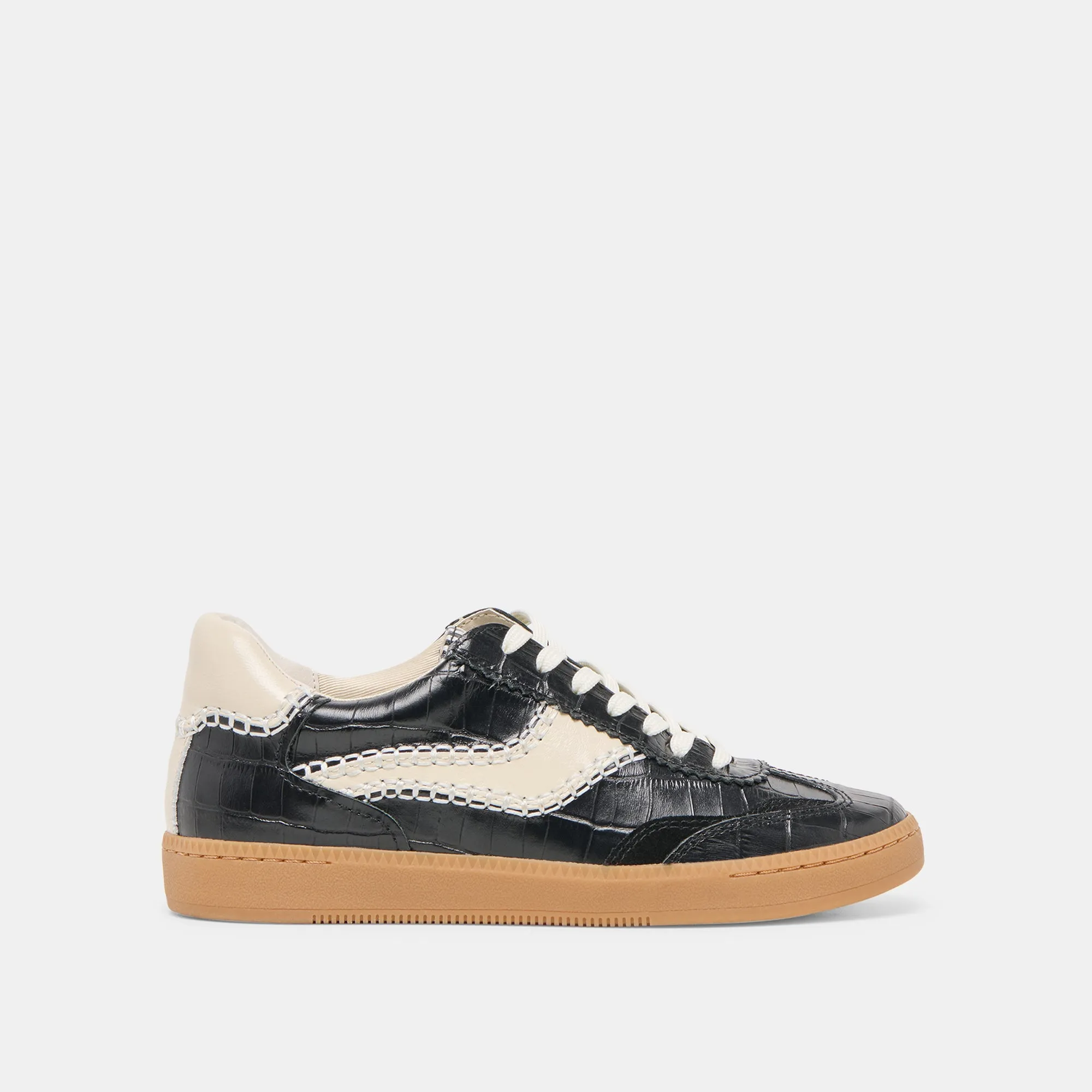 Anti Odor Superior ease NOTICE STITCH SNEAKERS NOIR CROCO EMBOSSED LEATHER