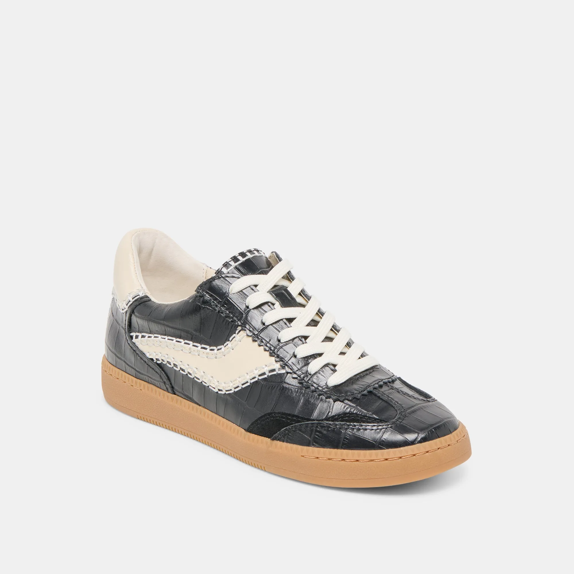 workout mode NOTICE STITCH SNEAKERS NOIR CROCO EMBOSSED LEATHER