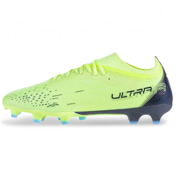 Secure Collar Puma Ultra Match FG/AG Soccer Cleats (Fizzy Light/Parisian Blue)