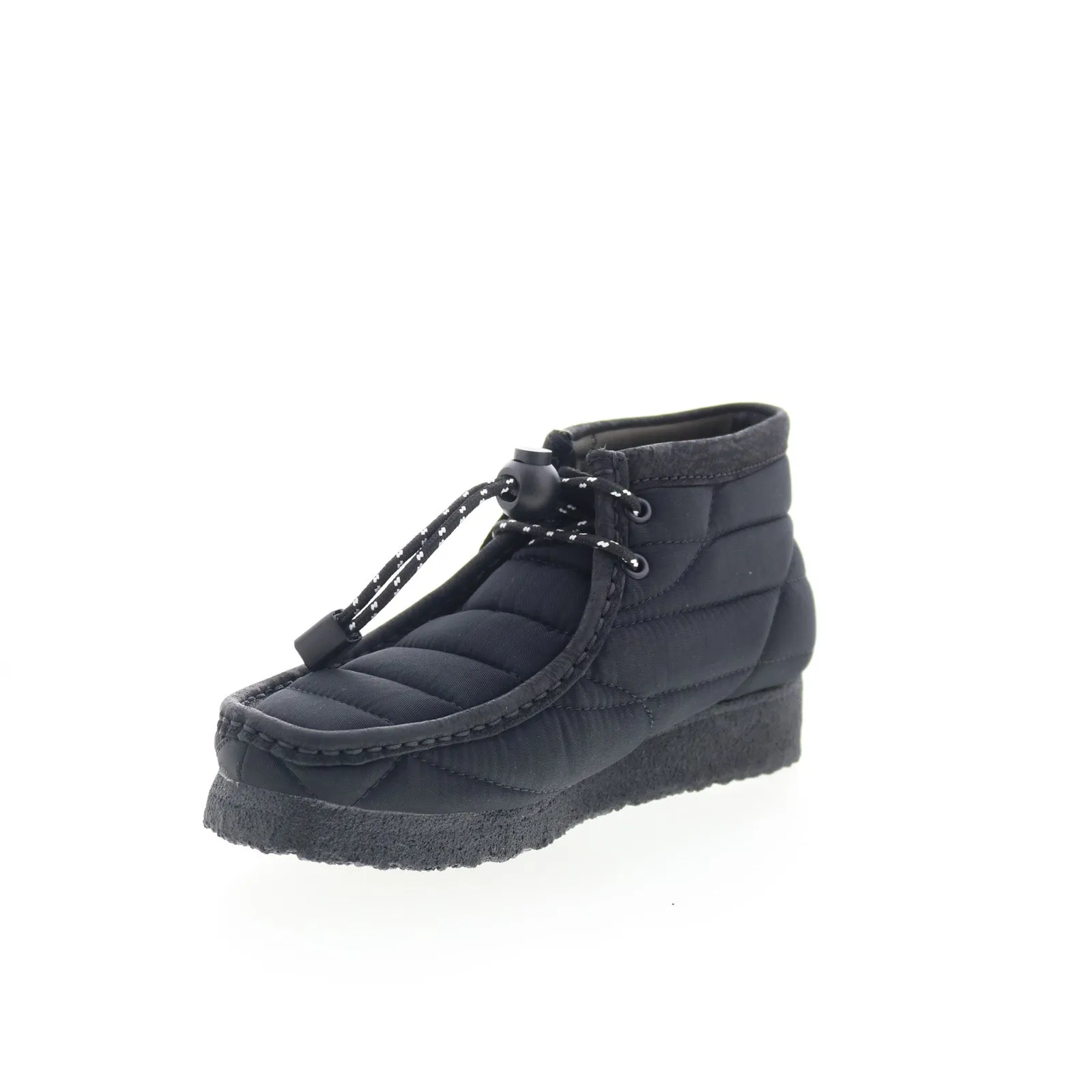 Protective Comfort Clarks Wallabee Boot 26168587 Womens Black Canvas Lace Up Chukkas Boots