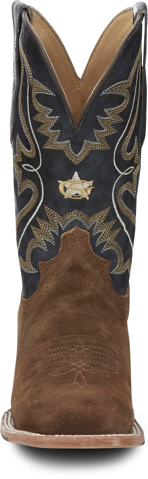 Justin Boots Dillon Waxy Square Toe Cowhide Mens Brown Cowboy Western Boots Warm And Comfortable